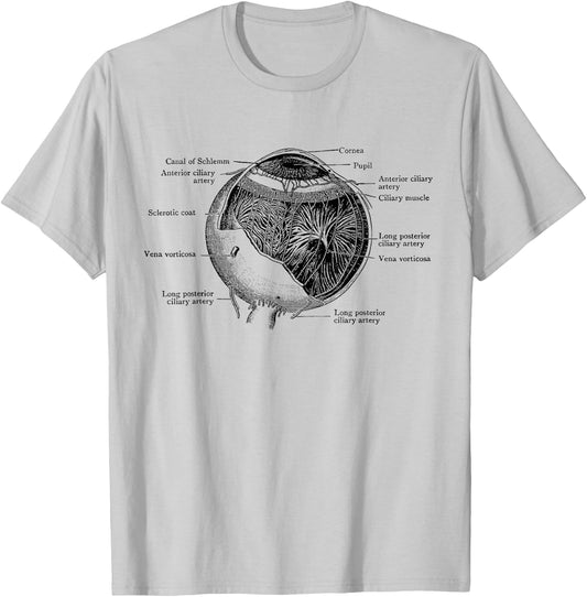 The Human Eye Eyeball Vintage Anatomy T-Shirt - T-Shirt | Ash