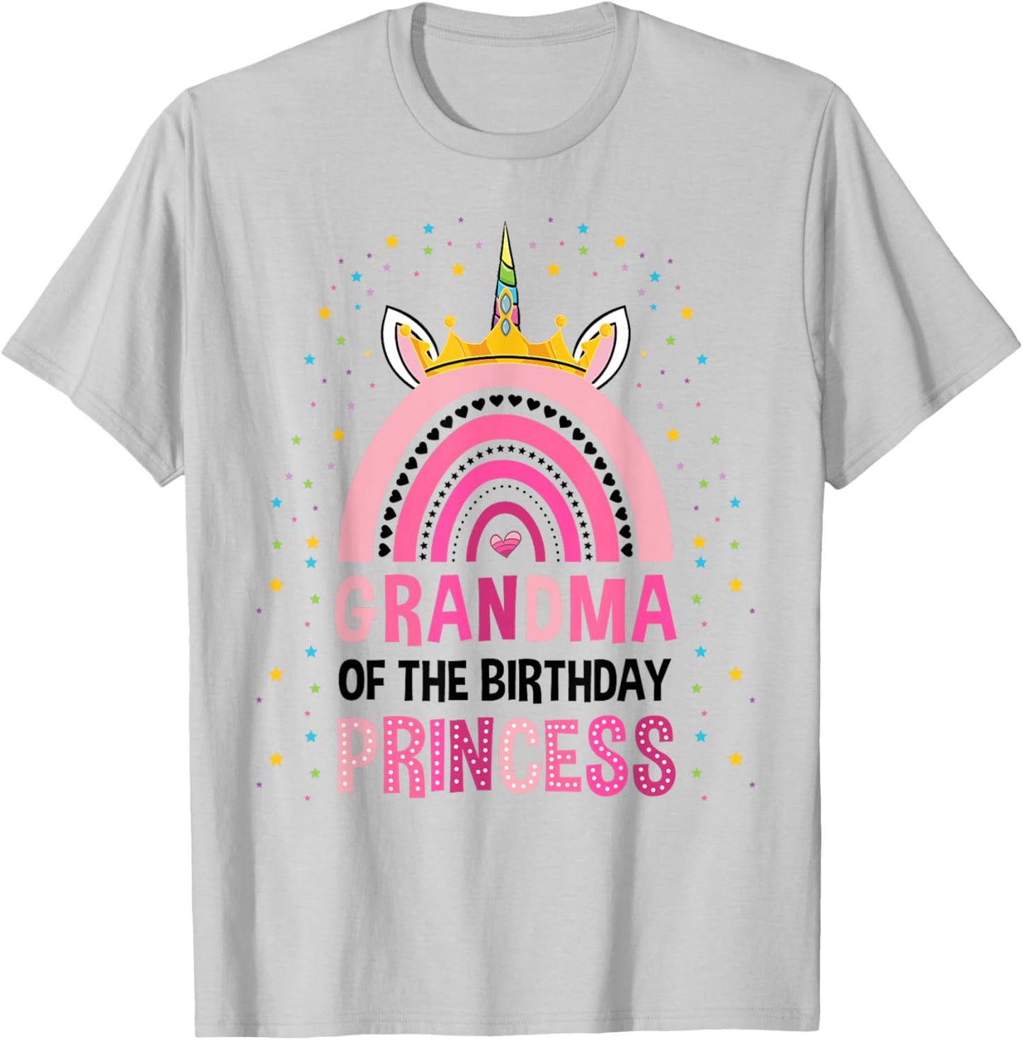 Grandma Of The Birthday Princess Unicorn T-Shirt - T-Shirt | Ash