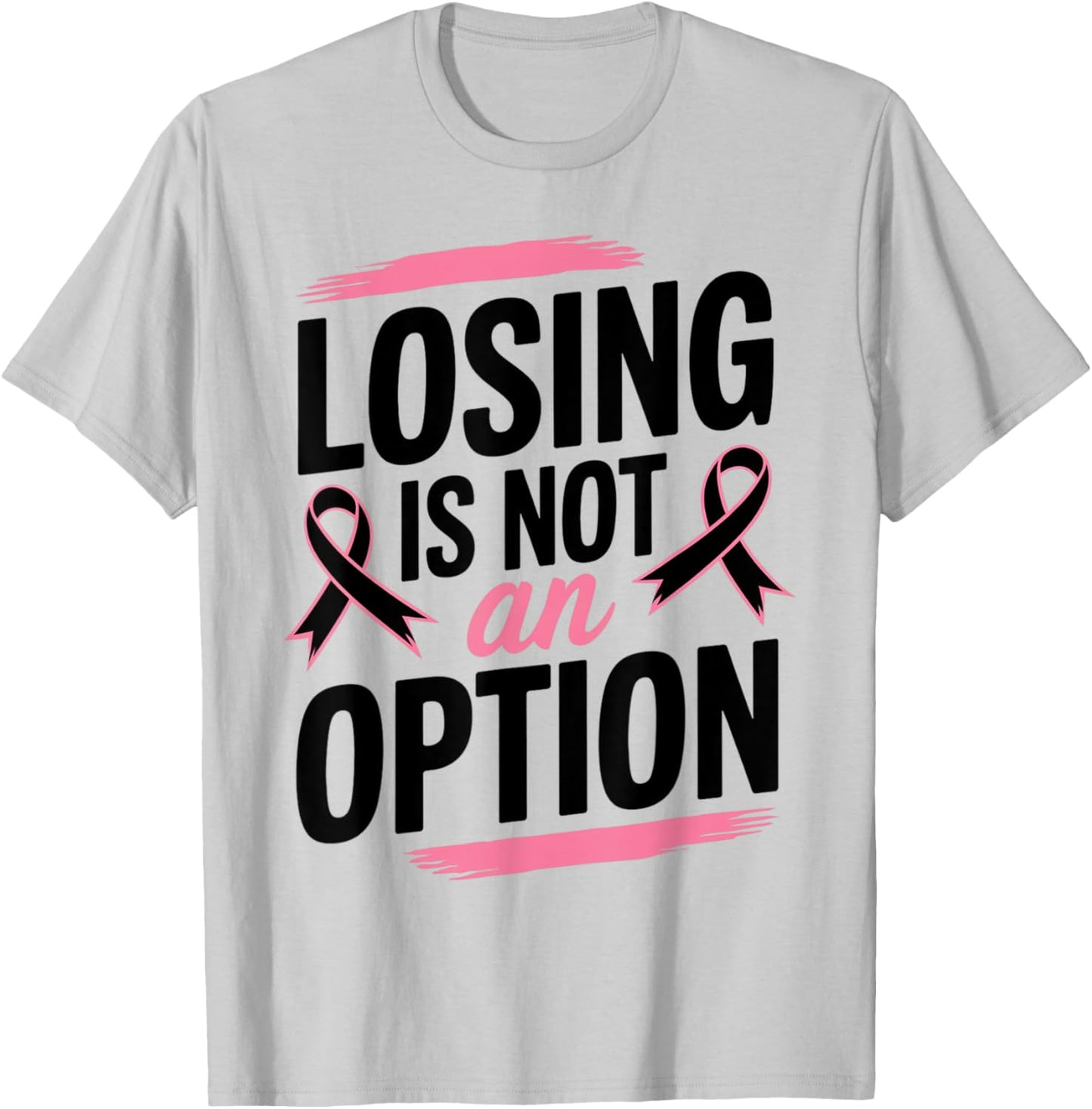 Pink Ribbon Breast Cancer Awareness T-Shirt - T-Shirt | Ash