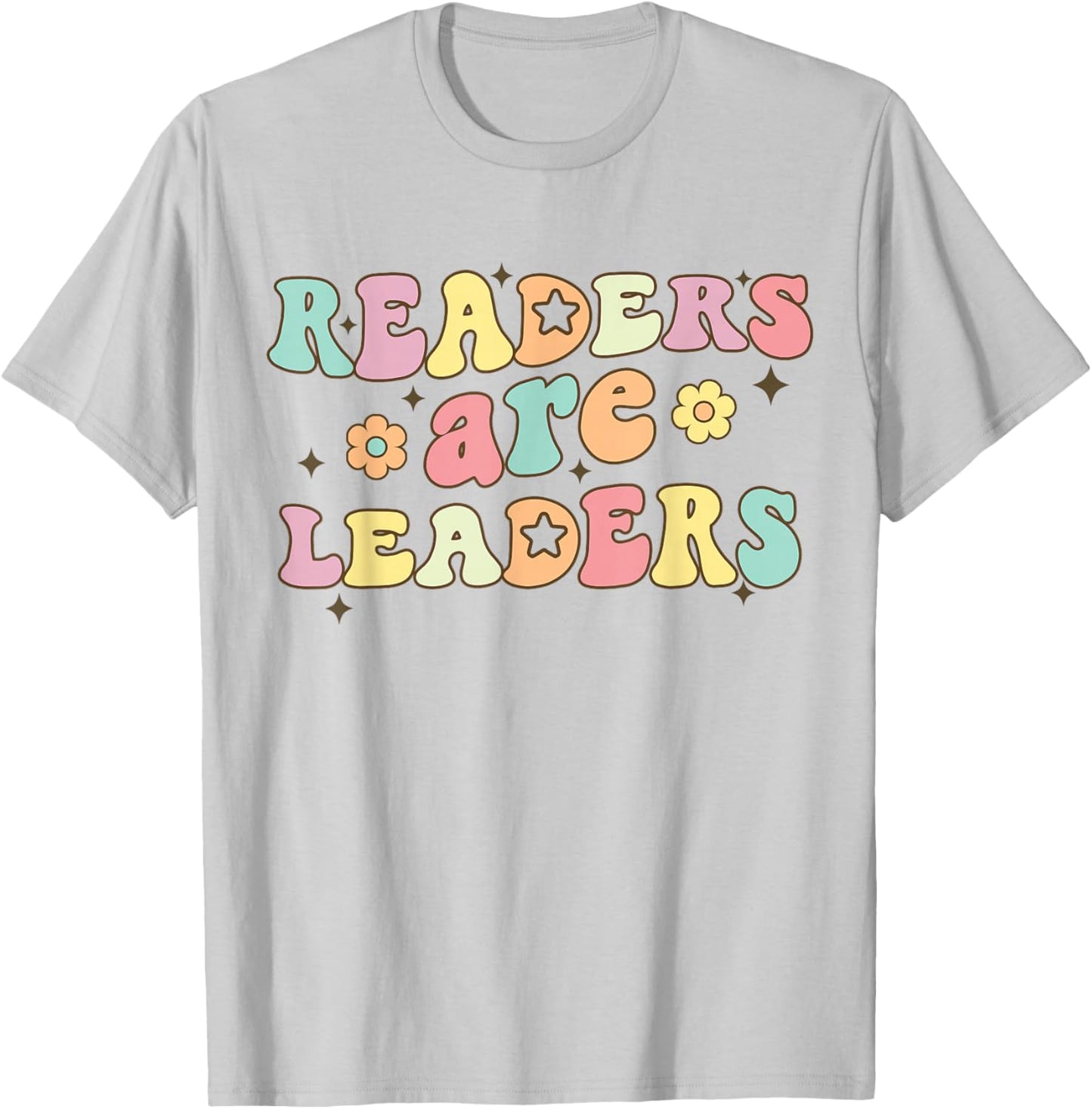 Readers Are Leaders Book Lover Retro Groovy Back To School T-Shirt - T-Shirt | Ash