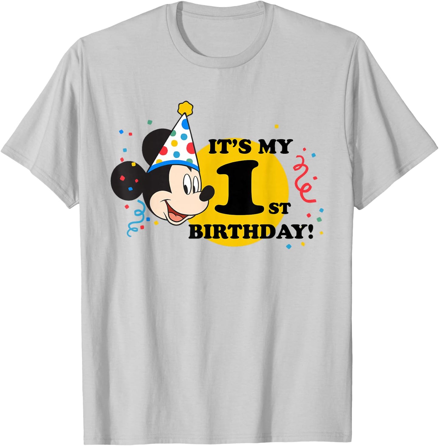 Disney Mickey Mouse 1st Birthday T-Shirt - T-Shirt | Ash