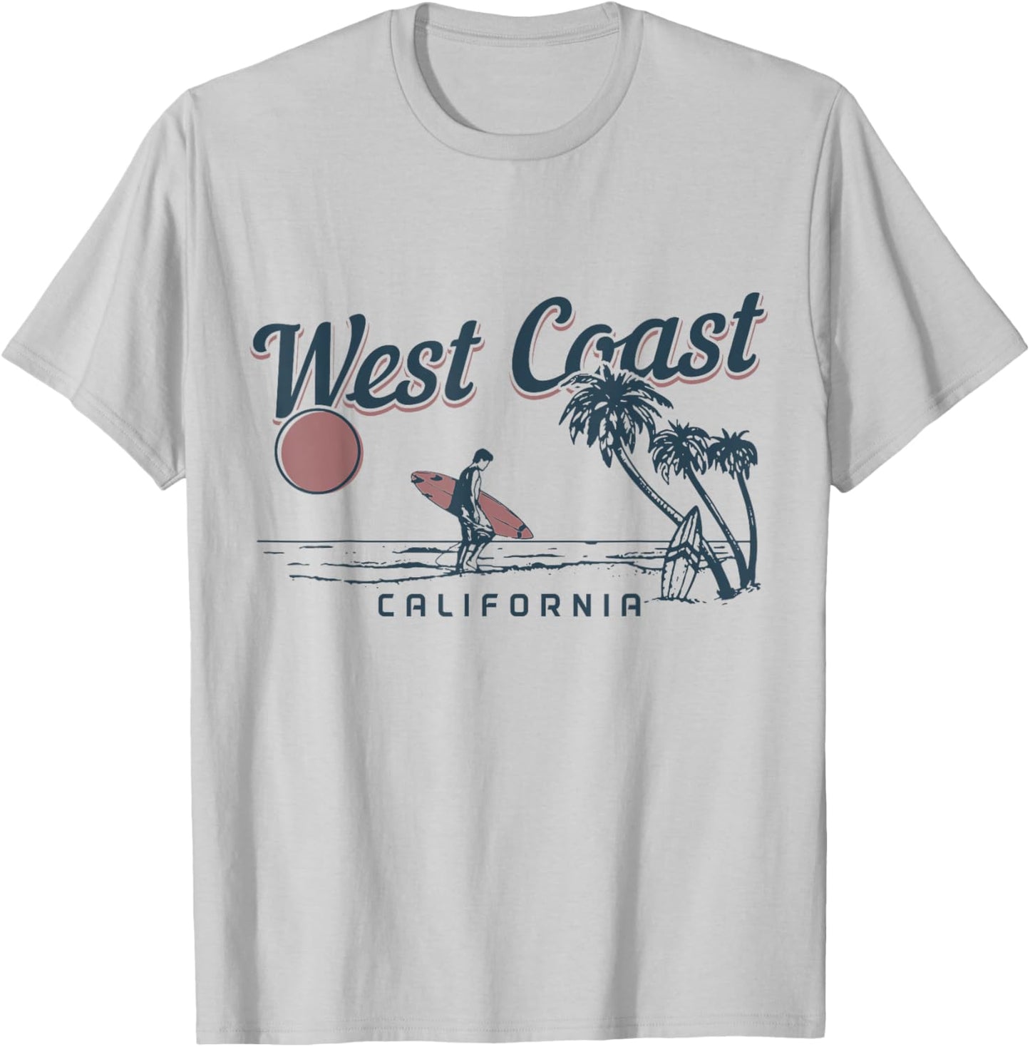 West Coast California Beach San Diego Surf Vintage Surfer T-Shirt - T-Shirt | Ash