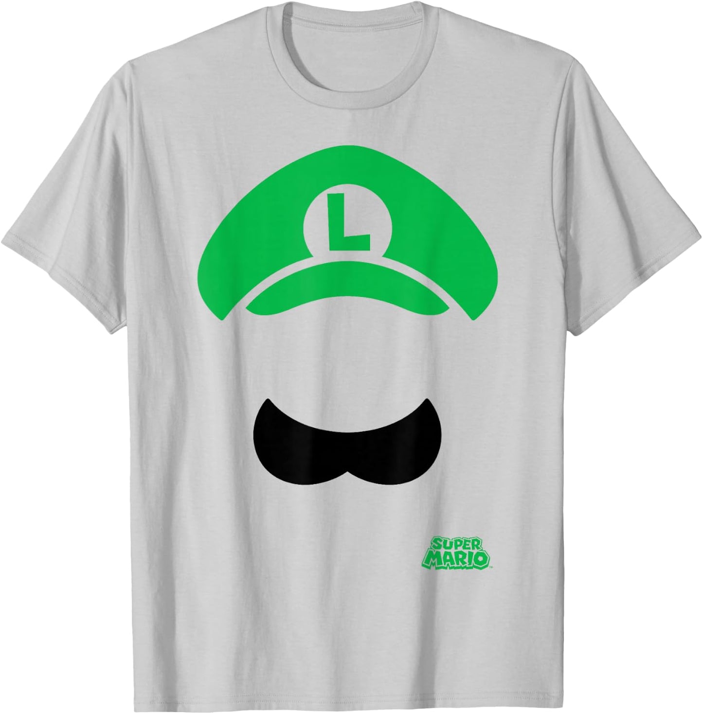 Super Mario Luigi Hat And Mustache T-Shirt - T-Shirt | Ash
