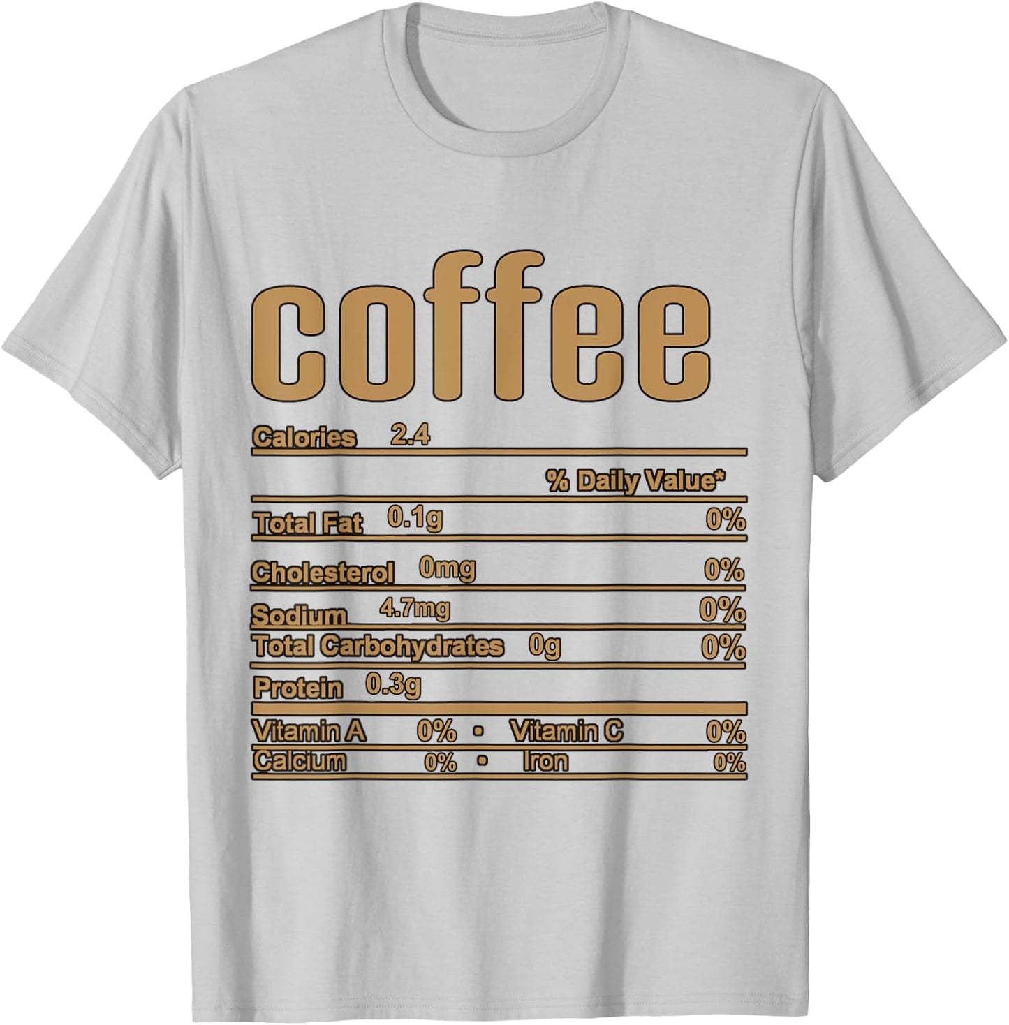 Thanksgiving Christmas Coffee Nutrition Fact T-Shirt - T-Shirt | Ash