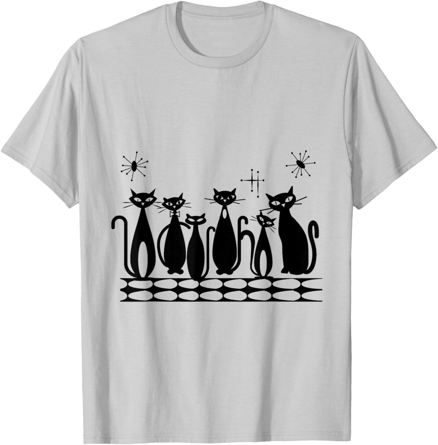 Atomic Cats Black Kitties MCM Retro T-Shirt - T-Shirt | Ash