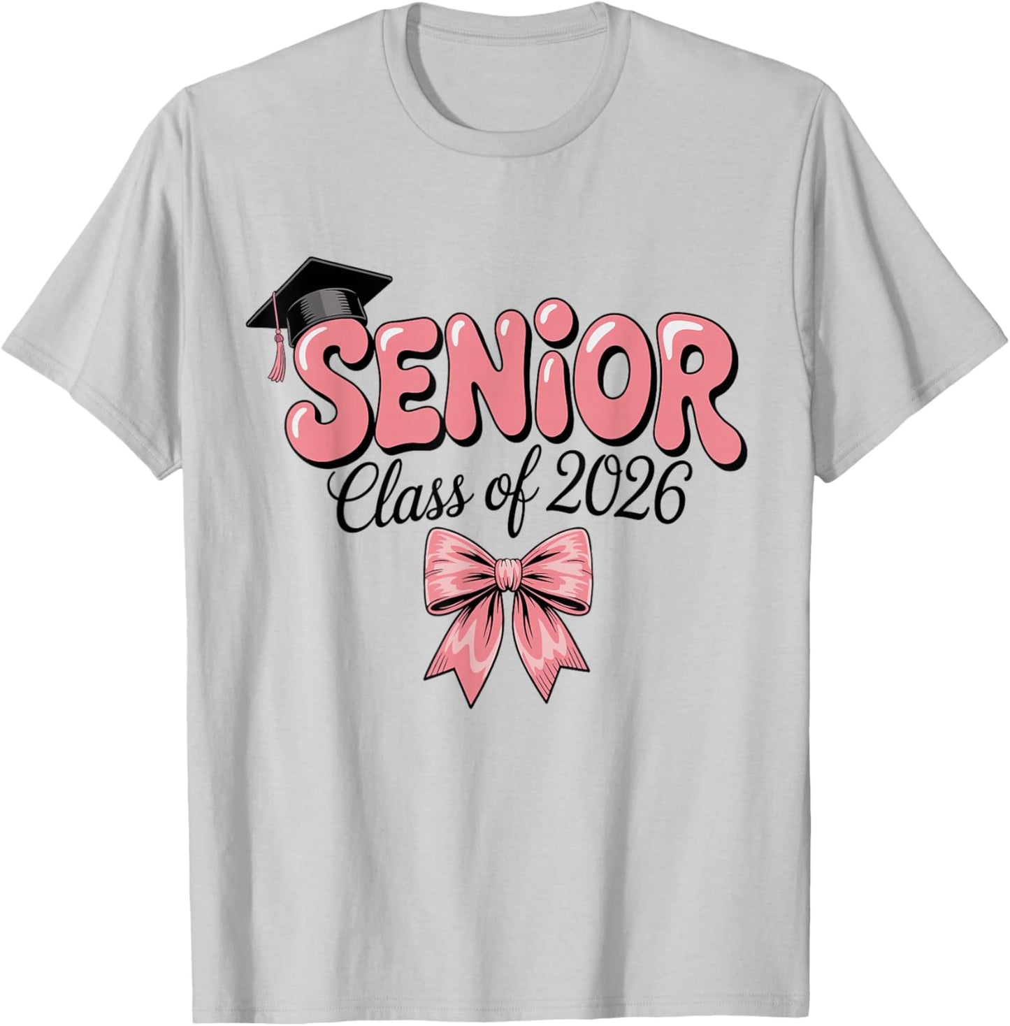 Senior Class of 2026 Pink Coquette Bow Graduation 2026 T-Shirt - T-Shirt | Ash