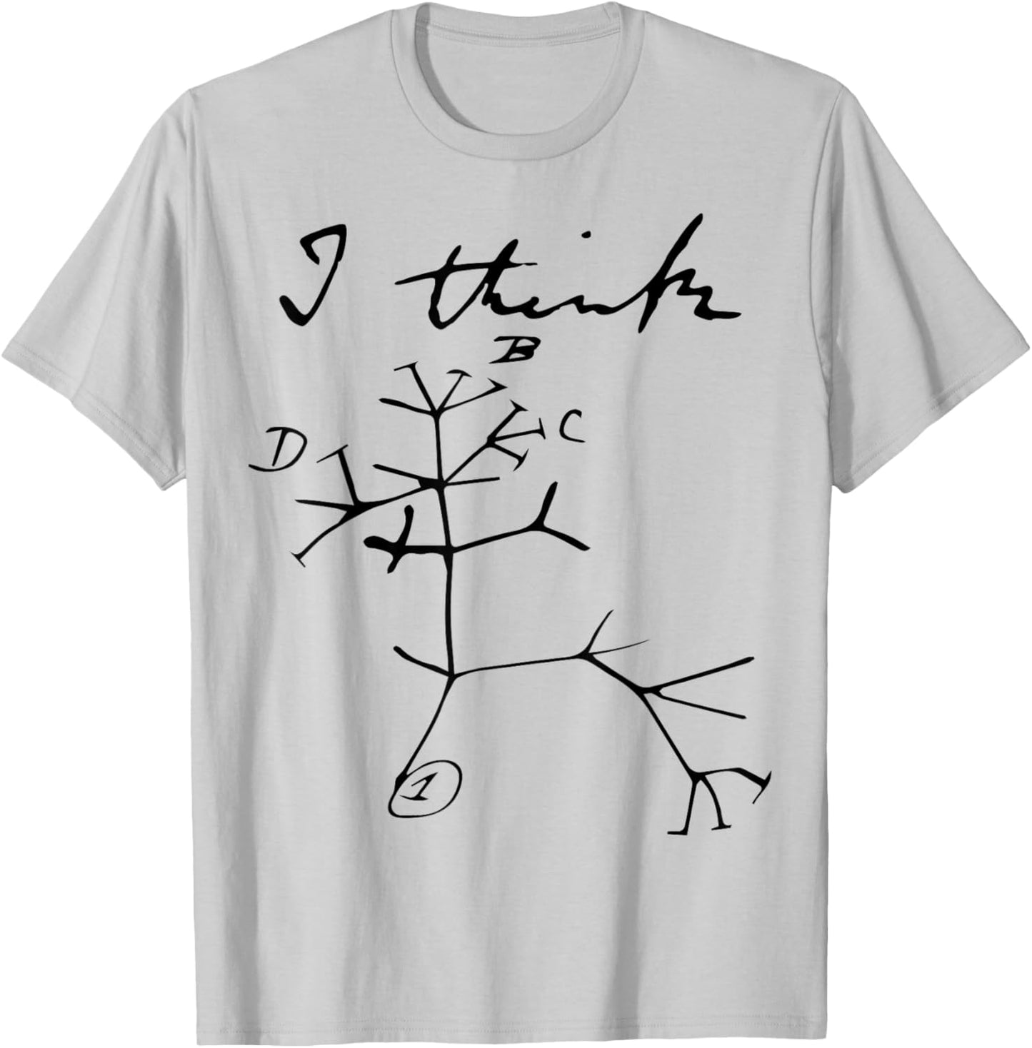 I Think Tree Life Darwin Evolution Biology Science Teacher T-Shirt - T-Shirt | Ash