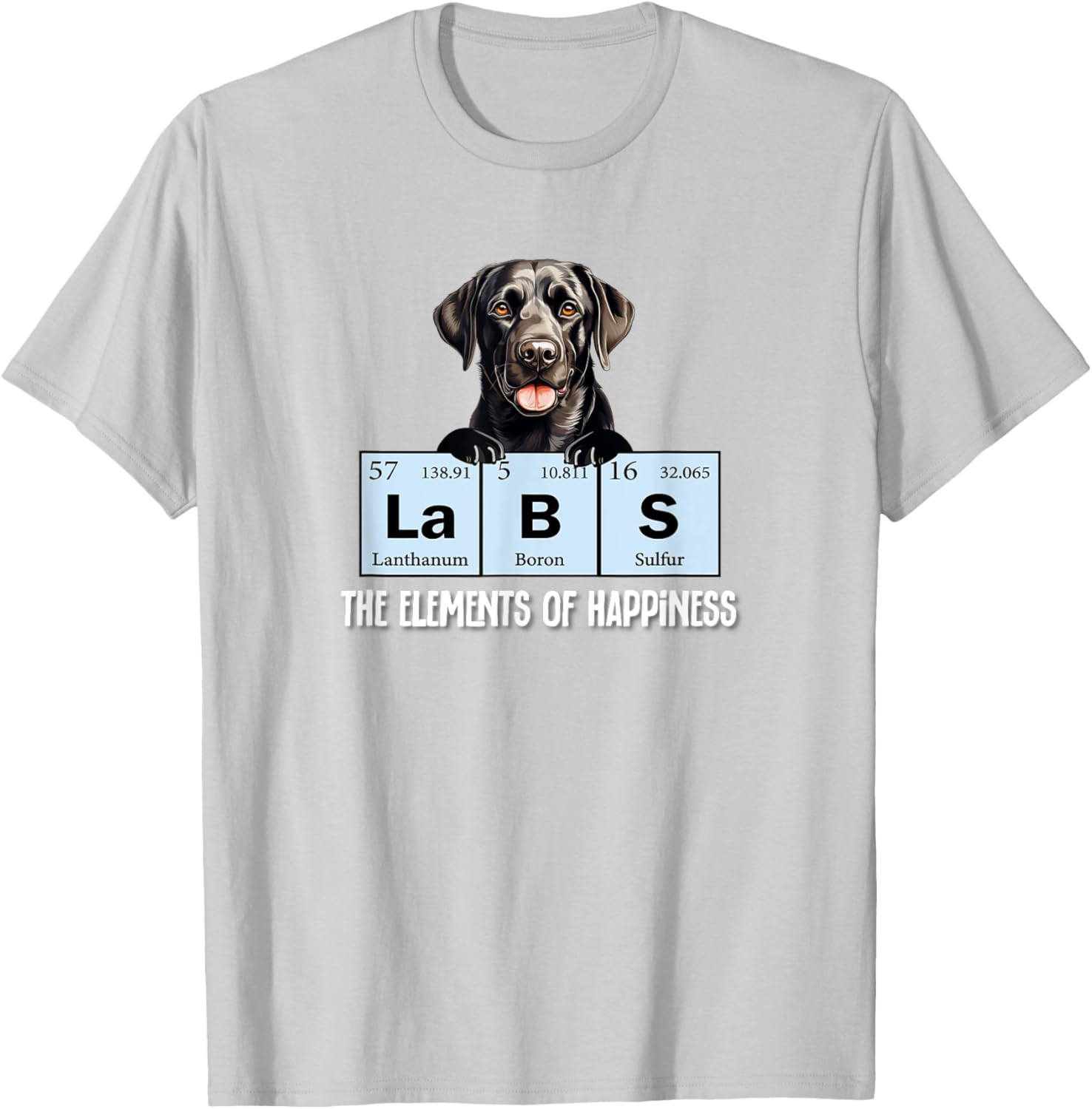 Funny Elements of Happiness Black Lab Lover T-Shirt - T-Shirt | Ash