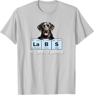 Funny Elements of Happiness Black Lab Lover T-Shirt - T-Shirt | Ash