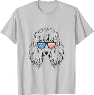 4th July Poodle Shirt for Boys Girls Dog Lover Gift USA Flag T-Shirt - T-Shirt | Ash
