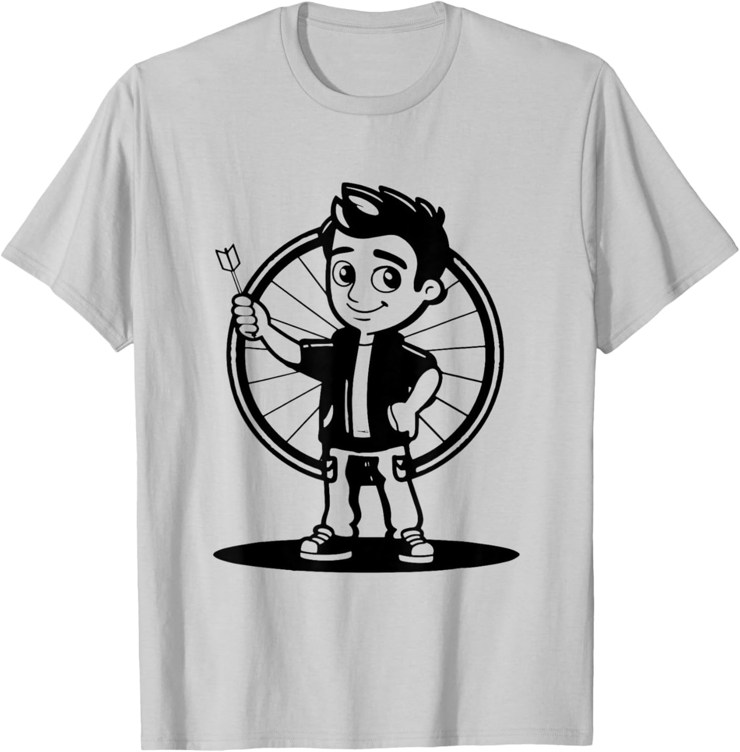Darts Boy Cartoon Look for Boys T-Shirt - T-Shirt | Ash
