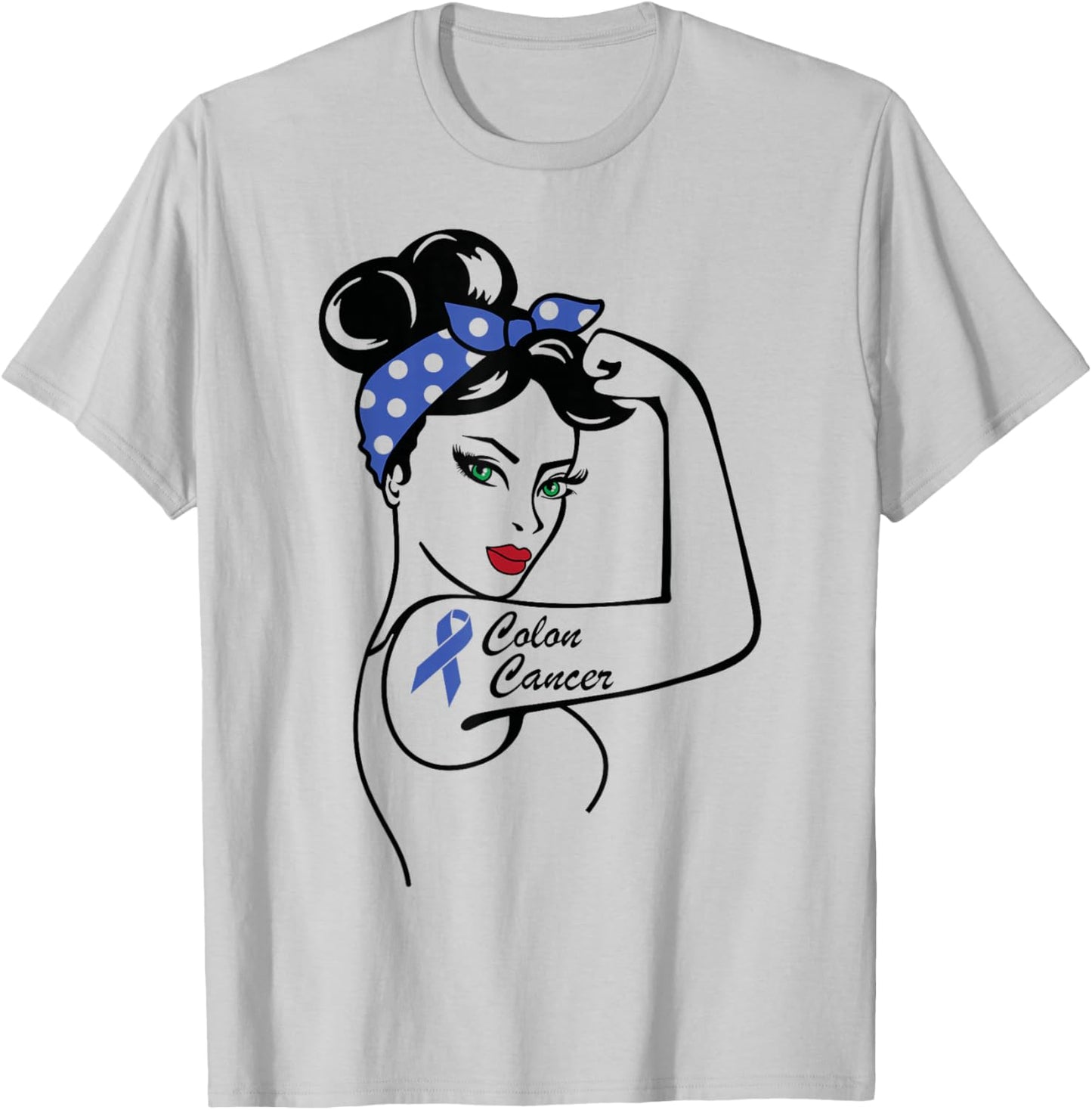 Colon Cancer Awareness Warrior Blue Ribbon Colorectal T-Shirt - T-Shirt | Ash