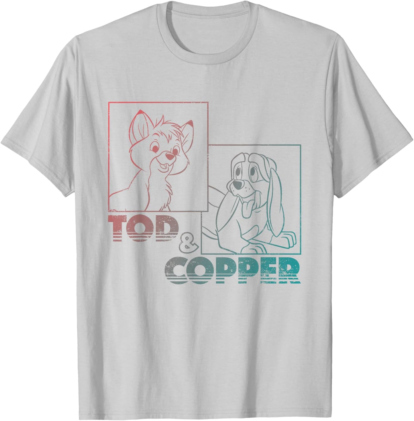 Disney The Fox and the Hound Tod & Copper Gradient T-Shirt - T-Shirt | Ash