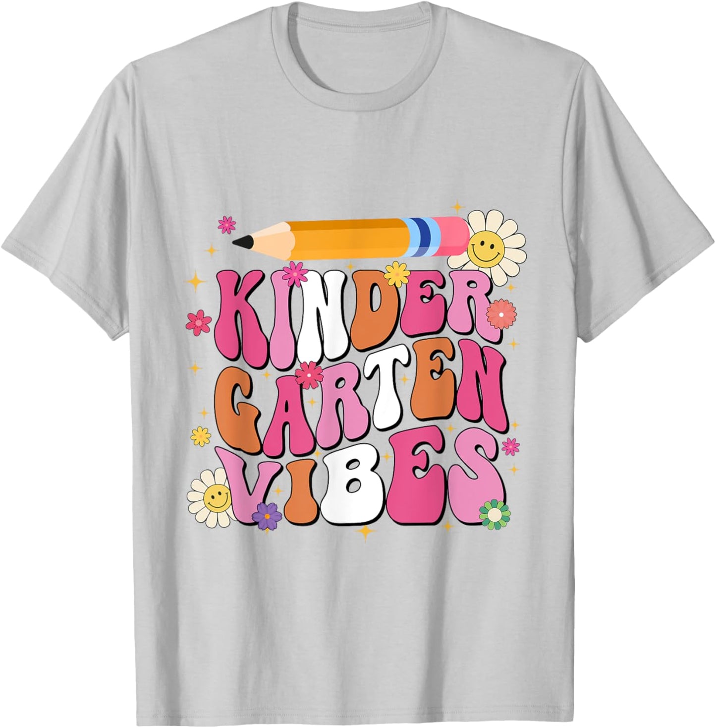 Groovy First Day Of School Kindergarten Vibes Back to School T-Shirt - T-Shirt | Ash