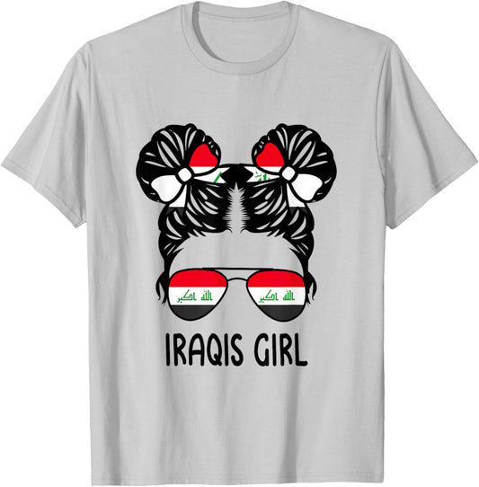 Iraqis Girl Messy Hair Iraq Pride Patriotic Kids T-Shirt - T-Shirt | Ash