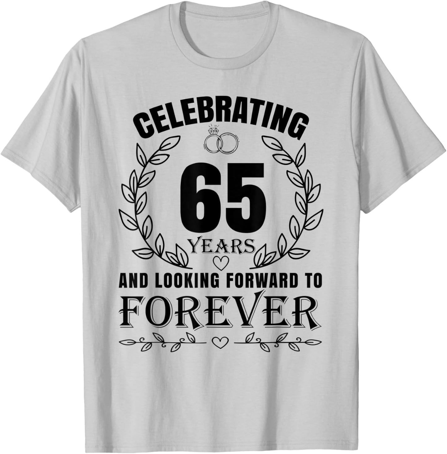 Cute 65th Wedding Anniversary for Couples Married 65 year T-Shirt - T-Shirt | Ash