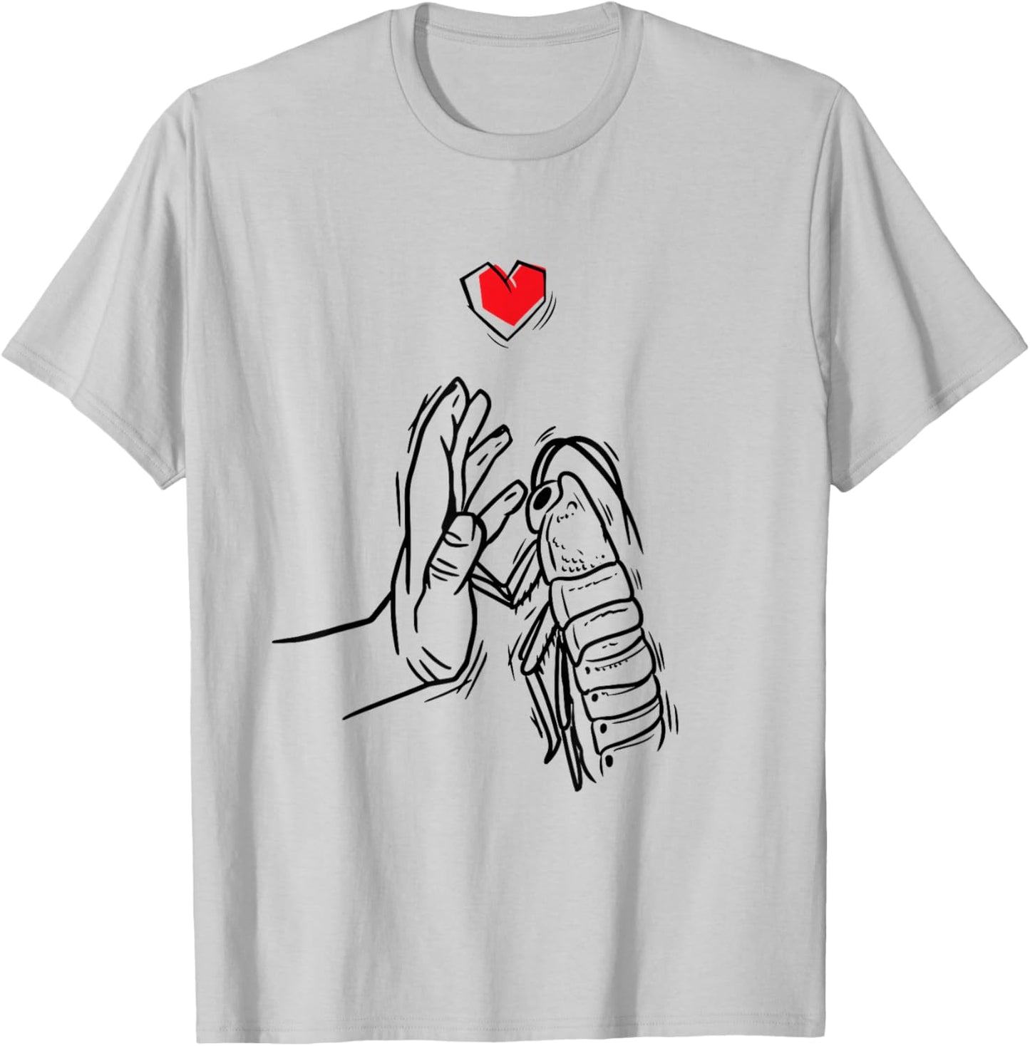 Madagascar Frog Cockroach with Hand T-Shirt - T-Shirt | Ash