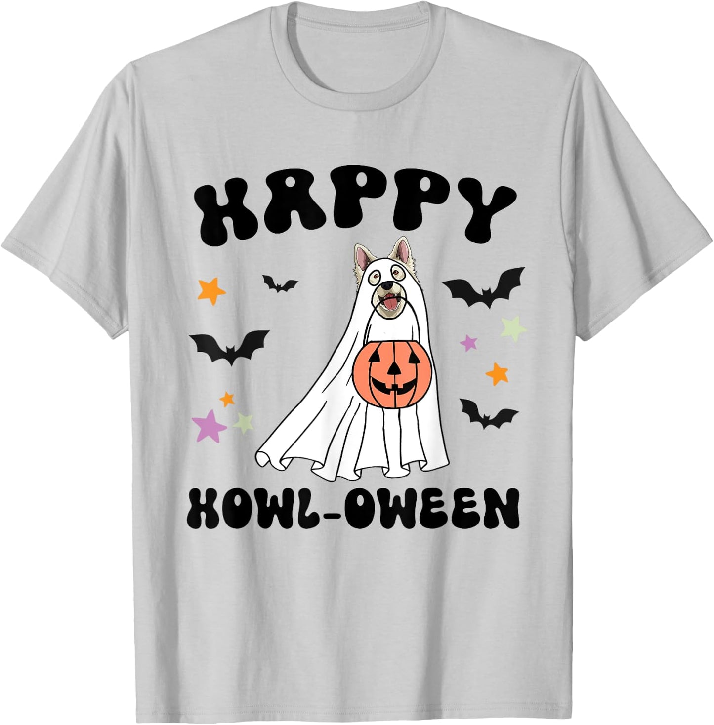 White German Shepherd Boo Dog Lover Costume Happy Halloween T-Shirt - T-Shirt | Ash