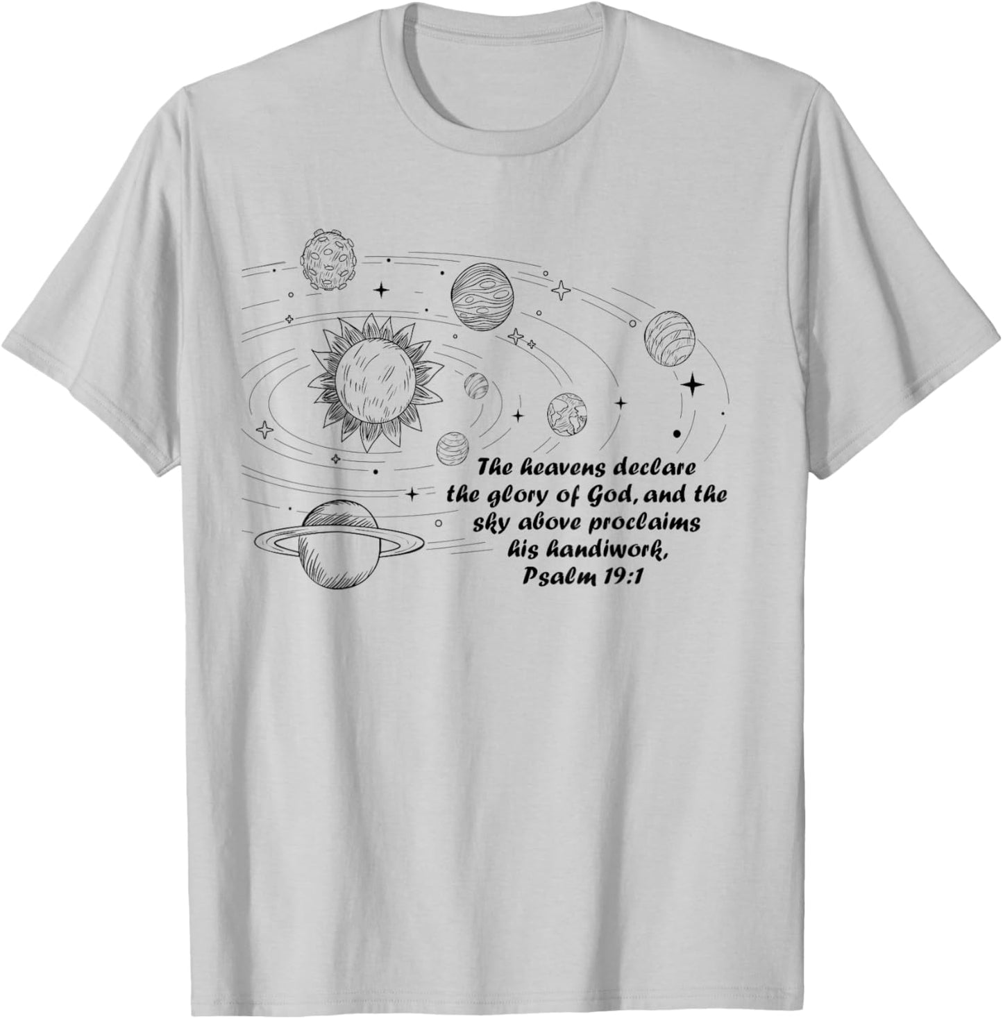 Christian Psalm 19:1 Conversations Cycle 2 Space Planets T-Shirt - T-Shirt | Ash