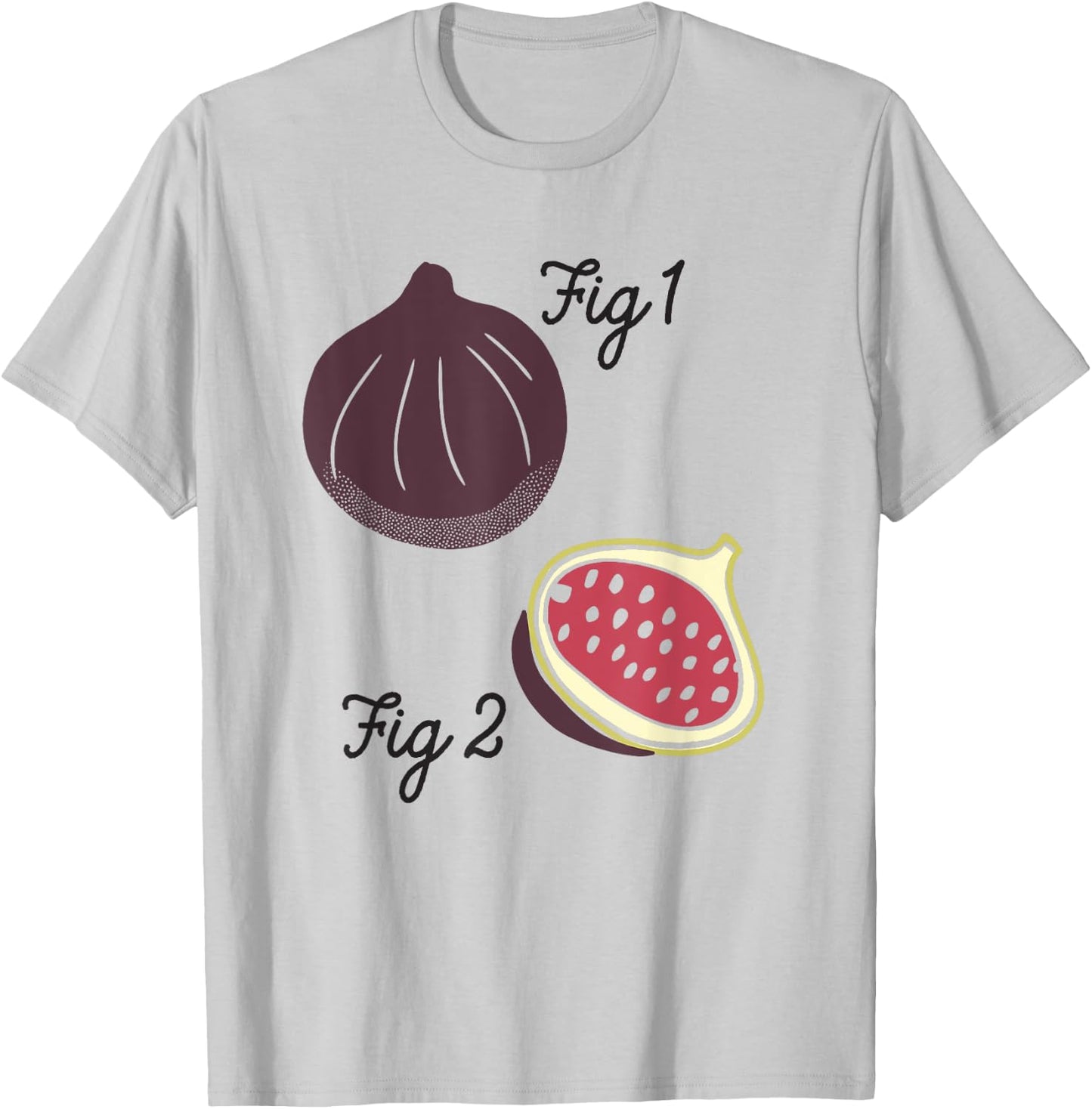 Fig 1 Funny Figs Fruit Scientific Drawing Textbook Graphic T-Shirt - T-Shirt | Ash