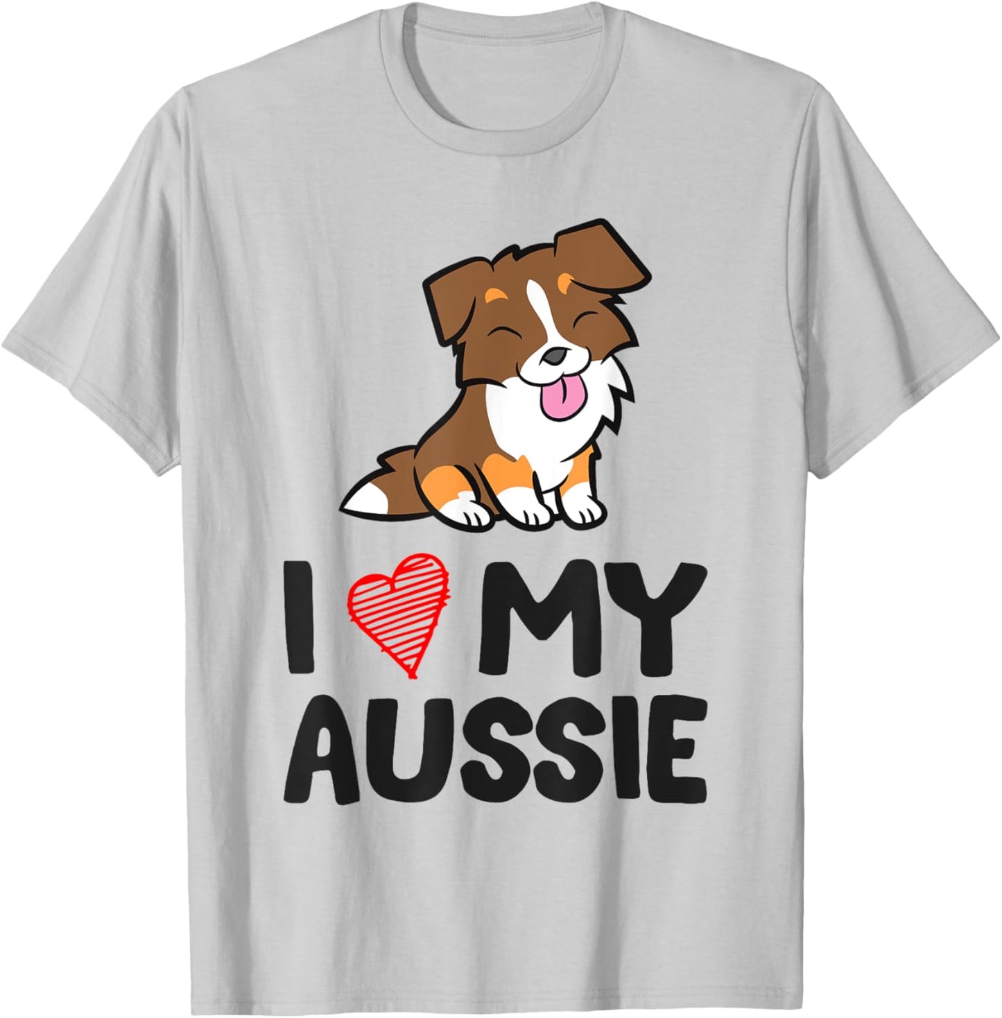 Australian Shepherd Dog I Love My Aussie T-Shirt - T-Shirt | Ash