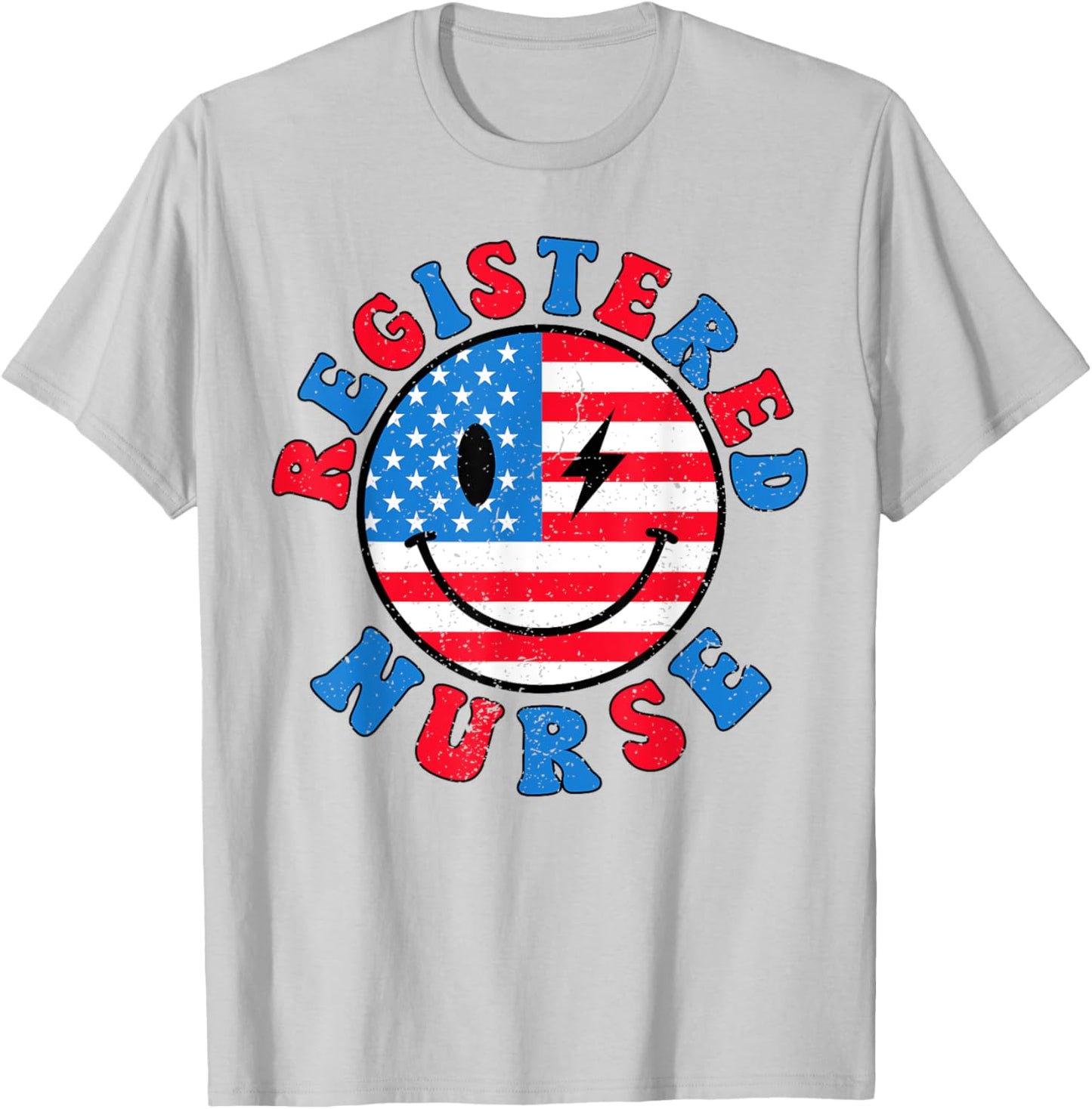 Registered Nurse 4th of July 2024 American Flag RN Nurse T-Shirt - T-Shirt | Ash
