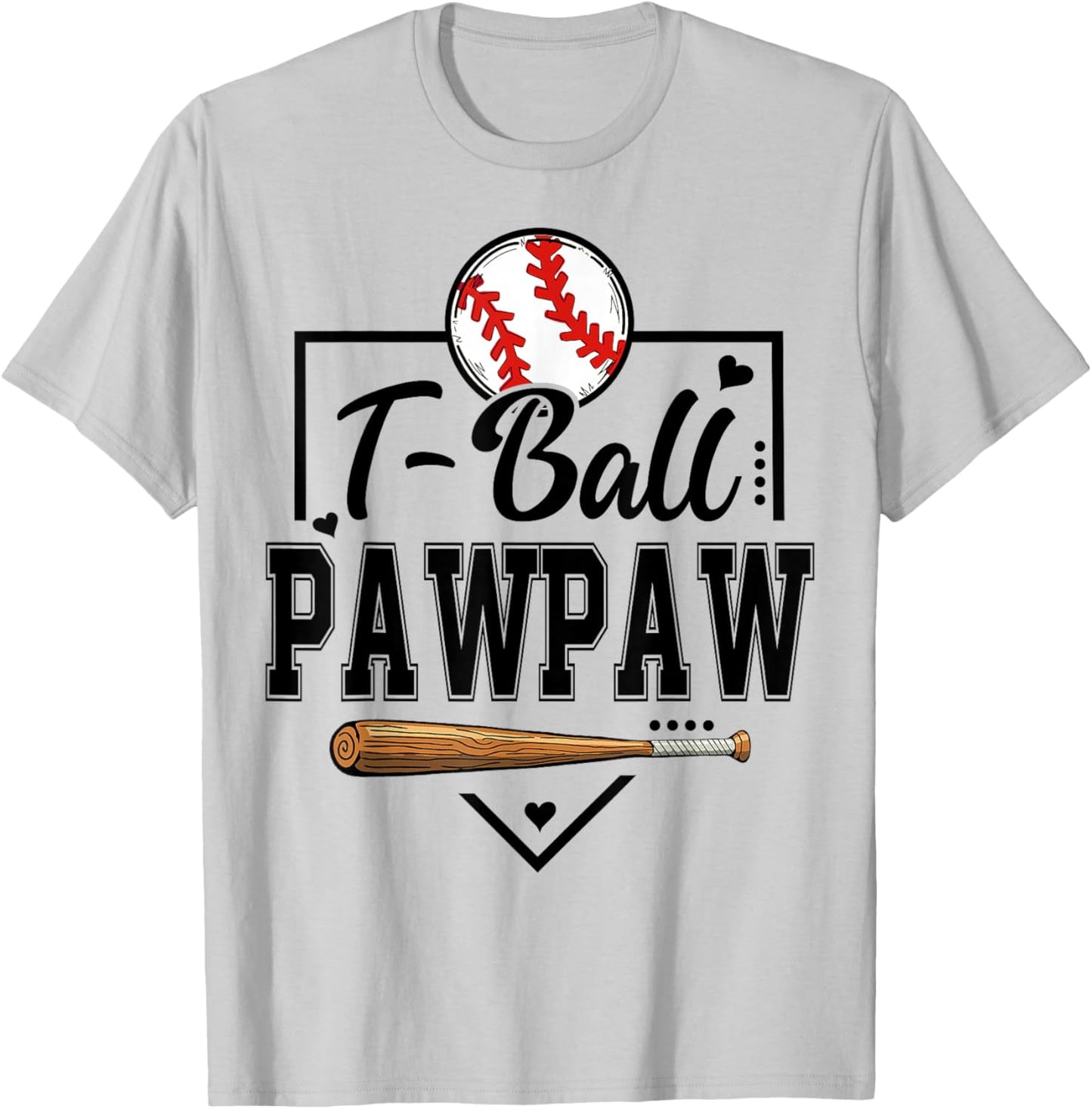 T-Ball Pawpaw Heart Funny Ball Pawpaw T-Shirt - T-Shirt | Ash