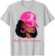 Black Women Pink Breast Cancer Awareness Warrior Women Girls T-Shirt - T-Shirt | Ash