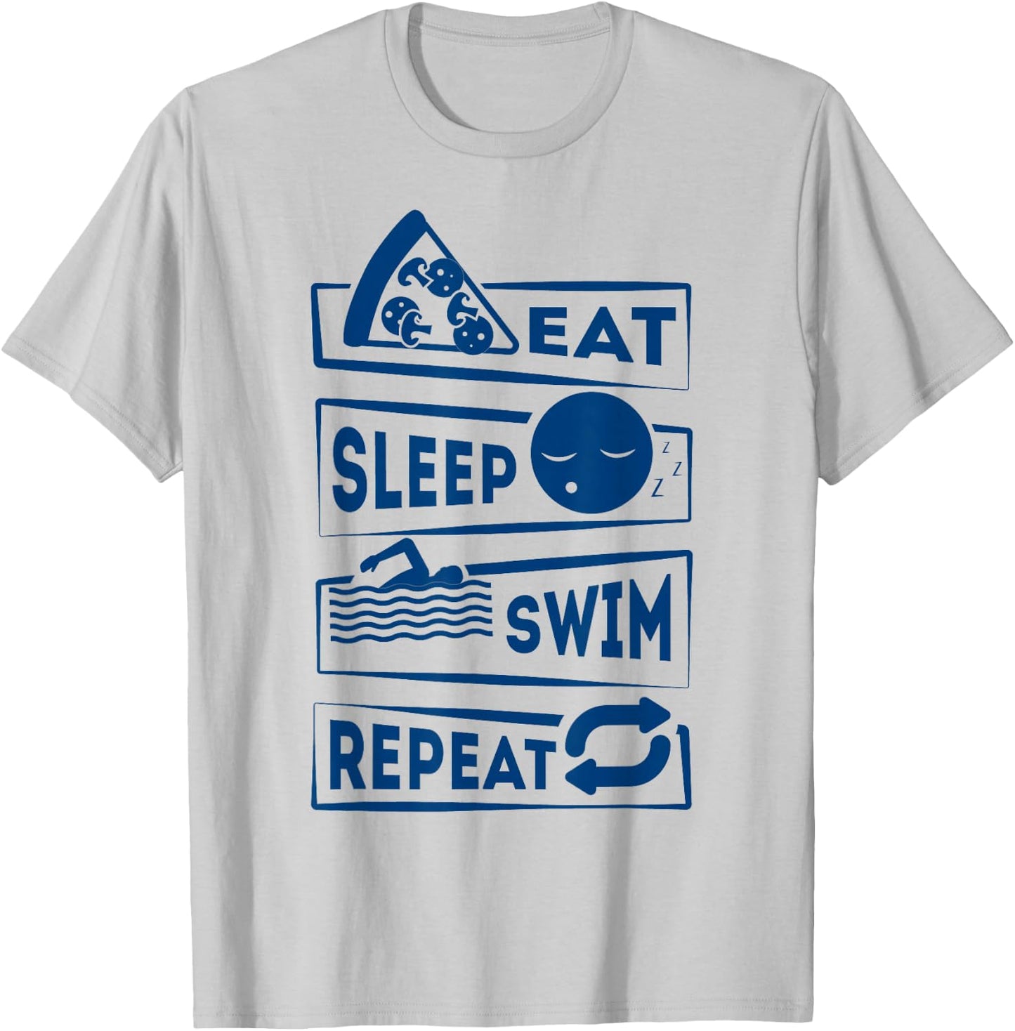 Eat Sleep Swim Repeat Swimming T-Shirt - T-Shirt | Ash
