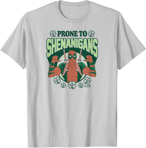 Deadpool - Prone To Shenanigans St. Patrick's Day T-Shirt - T-Shirt | Ash