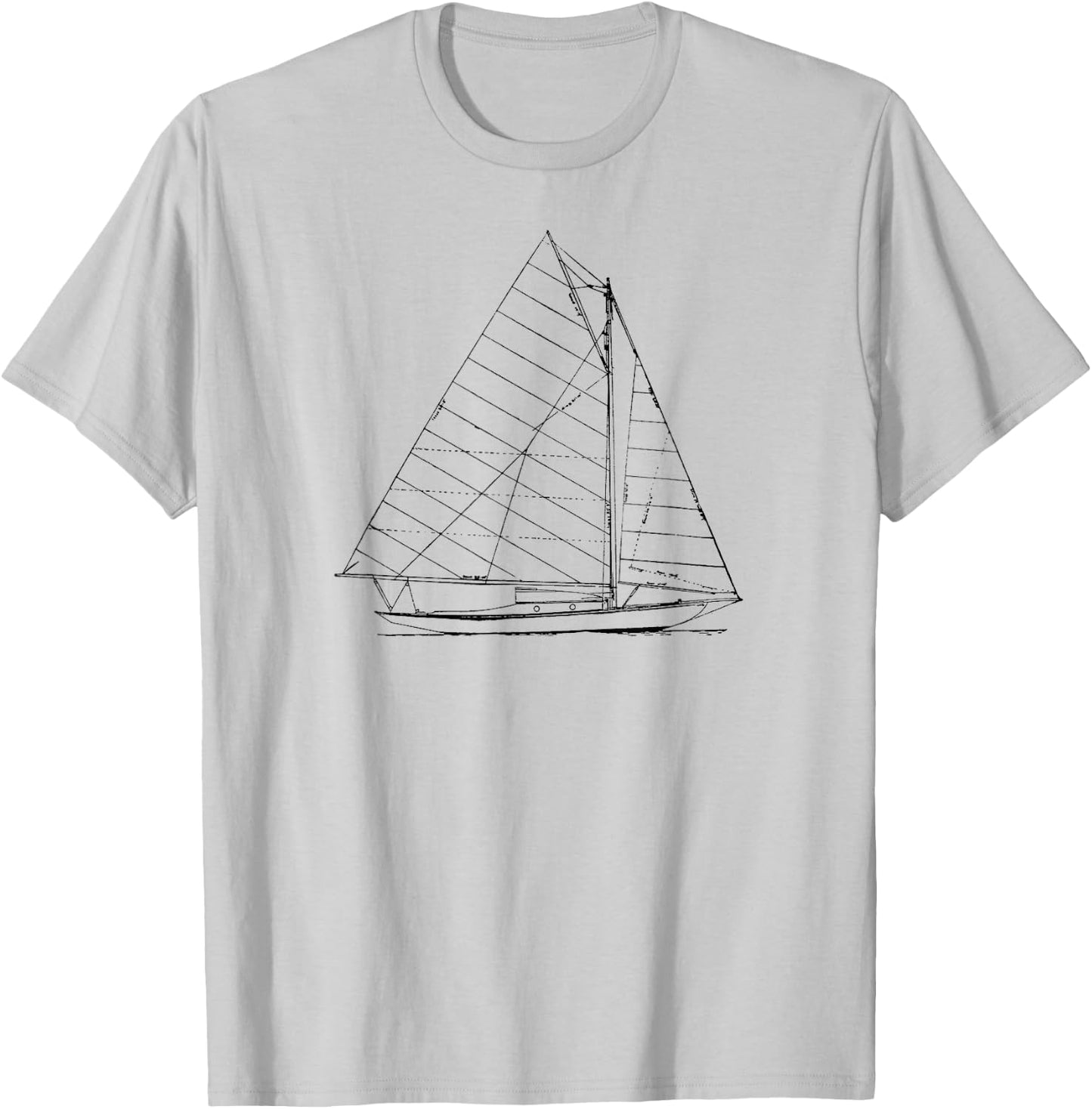 Sailboat Nautical Design Sketch - Sailing T-Shirt - T-Shirt | Ash