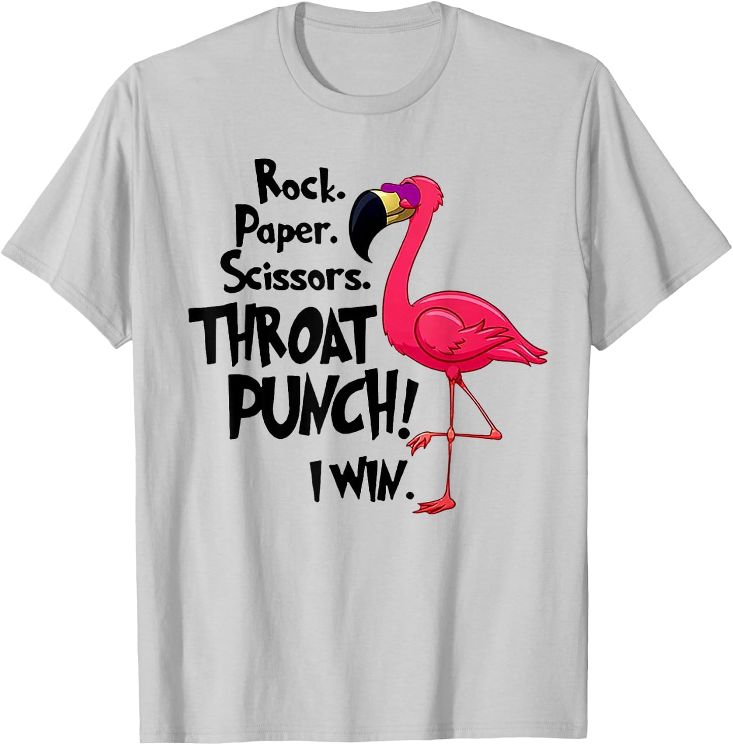 Rock Paper Scissors Throat Punch I Win Flamingo T-Shirt - T-Shirt | Ash