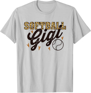 Softball Gigi Leopard Women for Grandma T-Shirt - T-Shirt | Ash