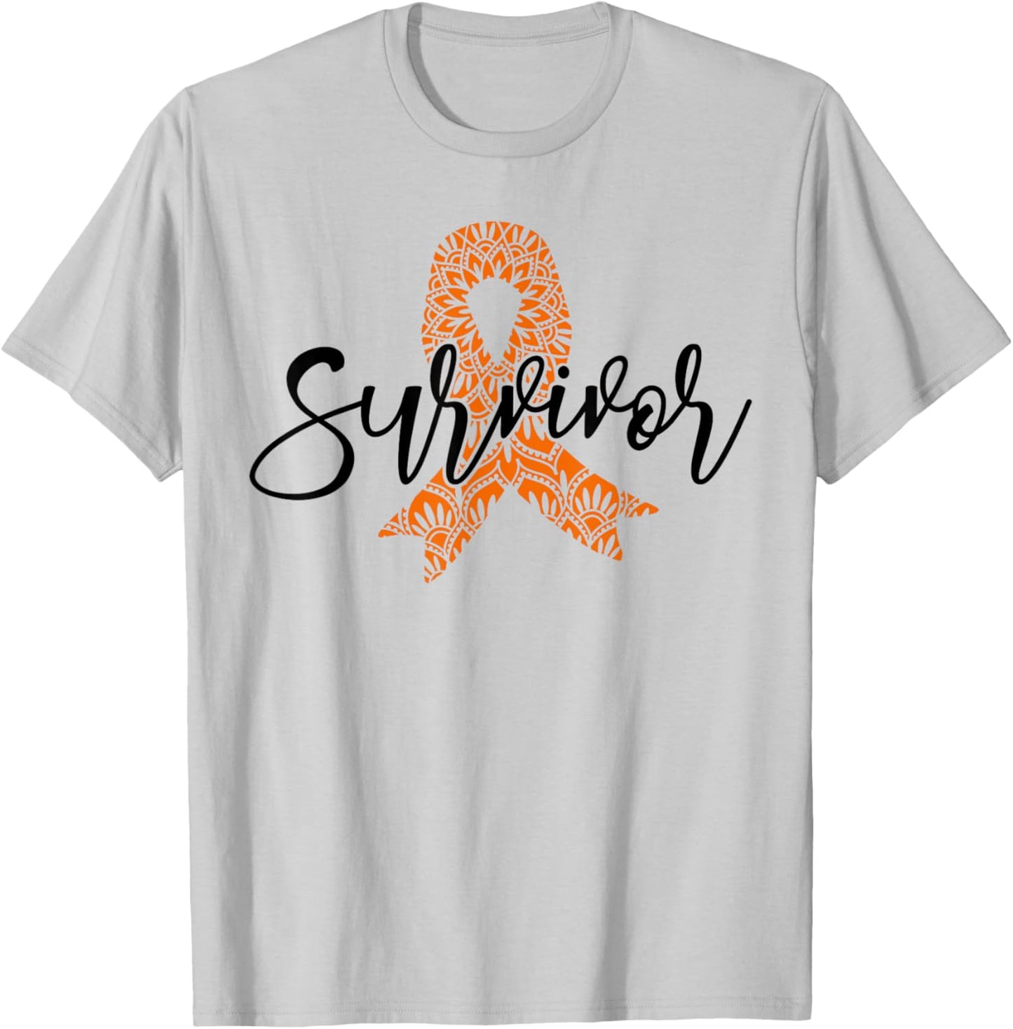 Orange Ribbon Kidney Cancer Survivor Kidney Cancer Awareness T-Shirt - T-Shirt | Ash