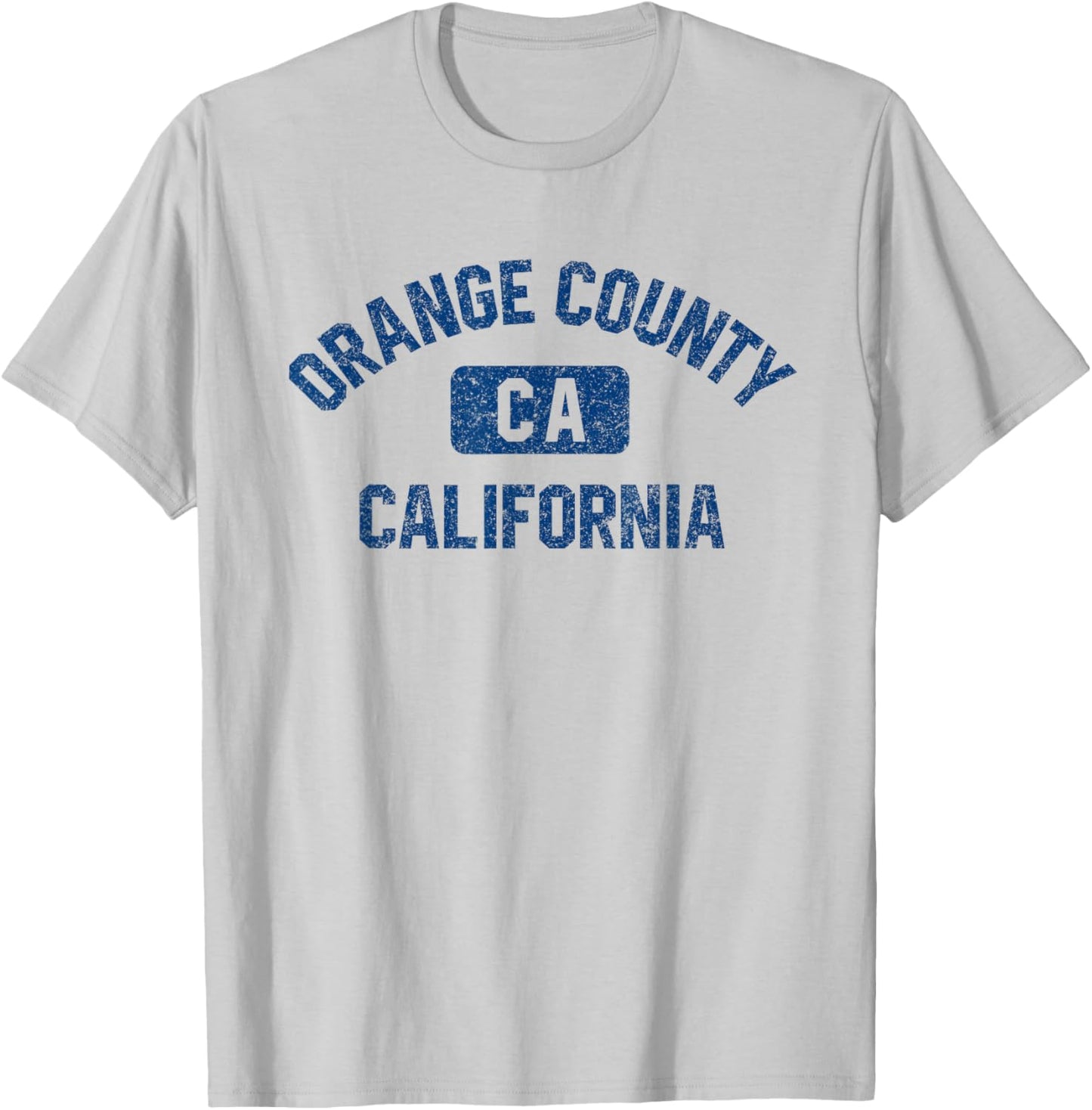 Orange County California Gym Style Distress Dark Blue Print T-Shirt - T-Shirt | Ash