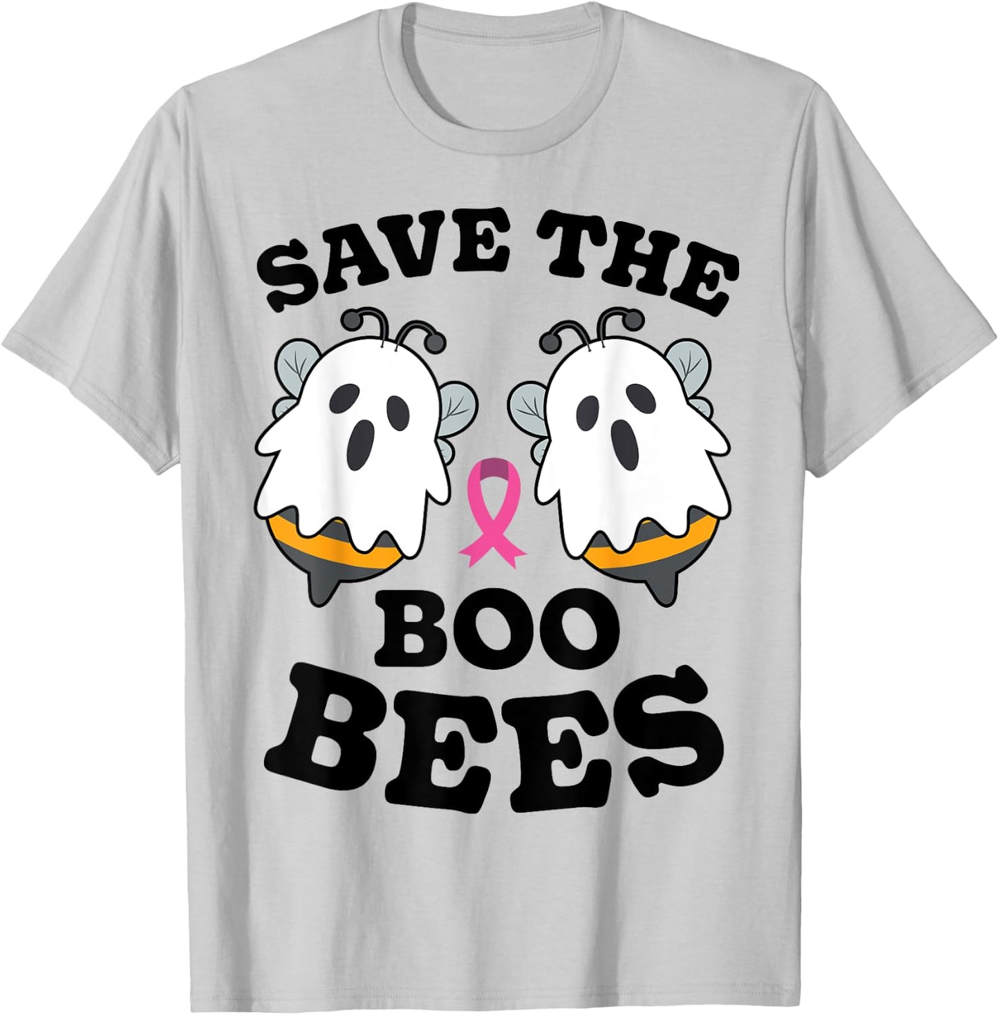 Save The Boo Bees Funny Breast Cancer Awareness Halloween T-Shirt - T-Shirt | Ash