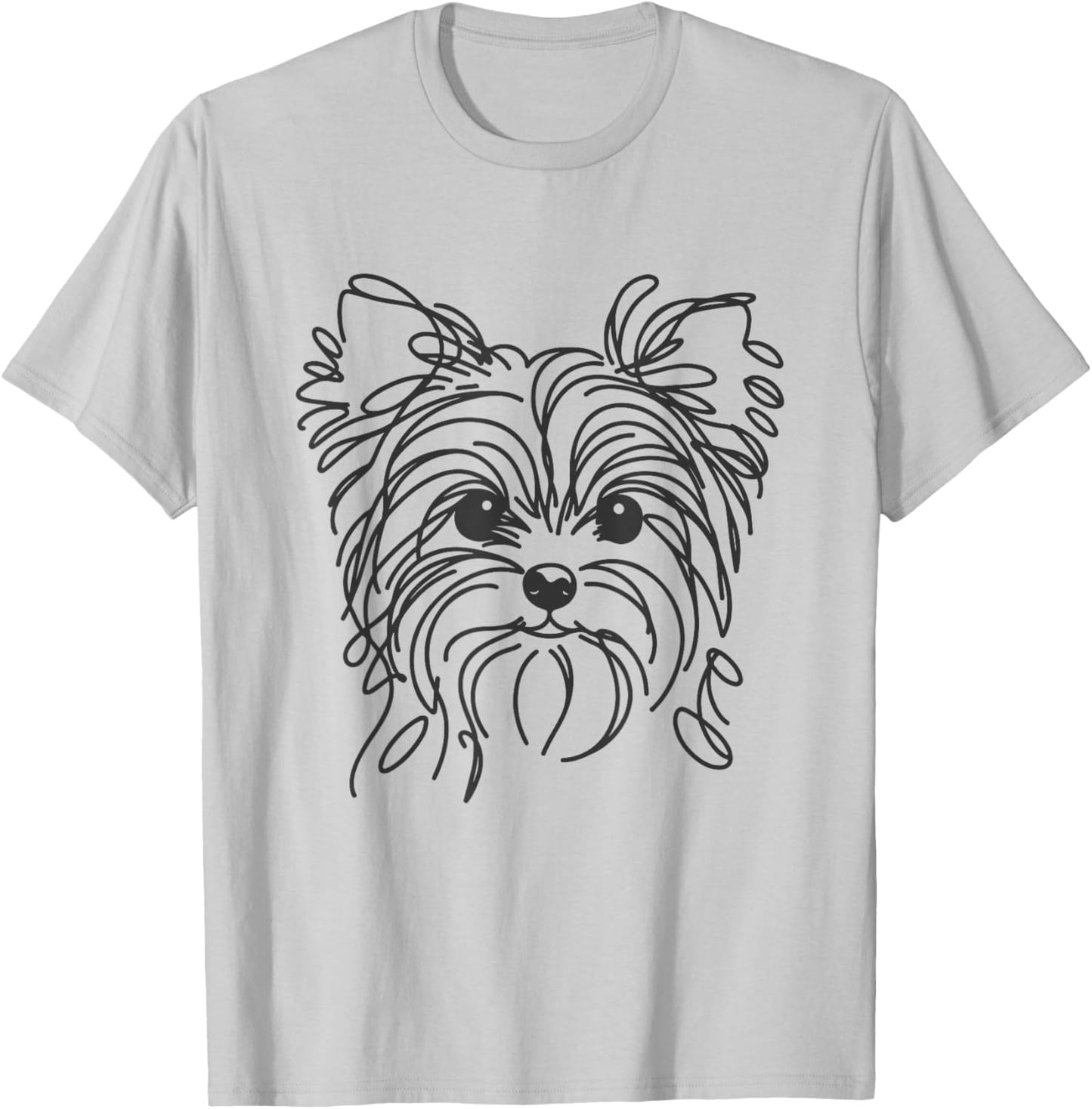 Line Art Dad Mom Dog - Teecup Yorkie T-Shirt - T-Shirt | Ash