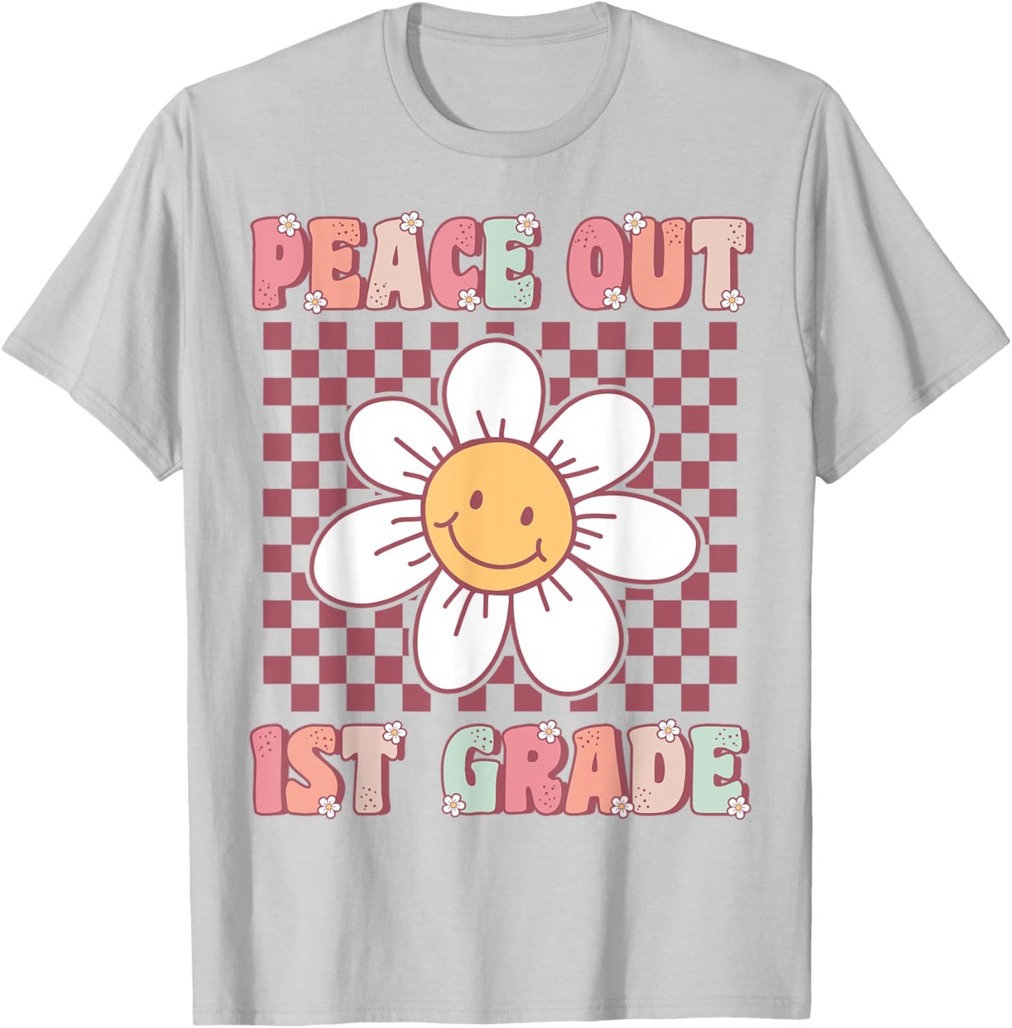 Peace Out First Grade Cute Groovy Last Day of 1st Grade T-Shirt - T-Shirt | Ash