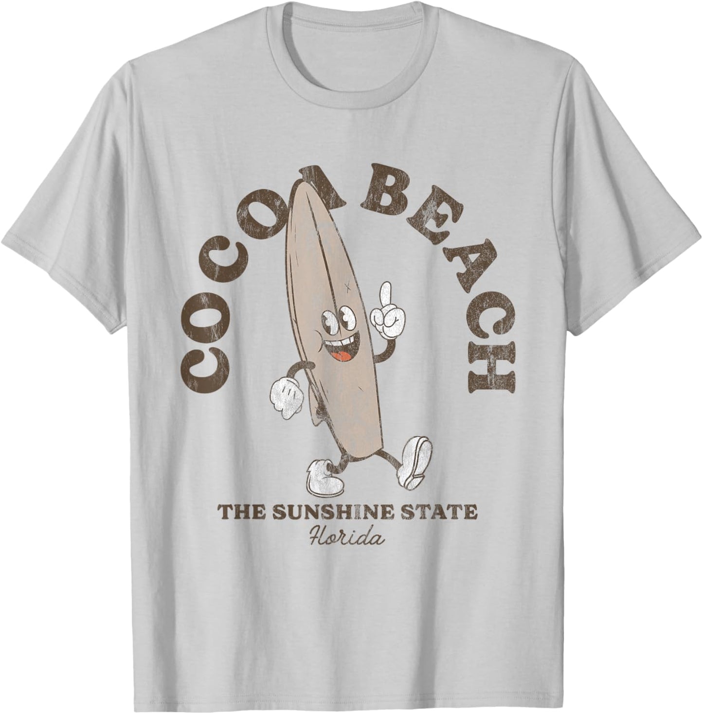Cocoa Beach Florida Retro Surfer Vintage Beach T-Shirt - T-Shirt | Ash