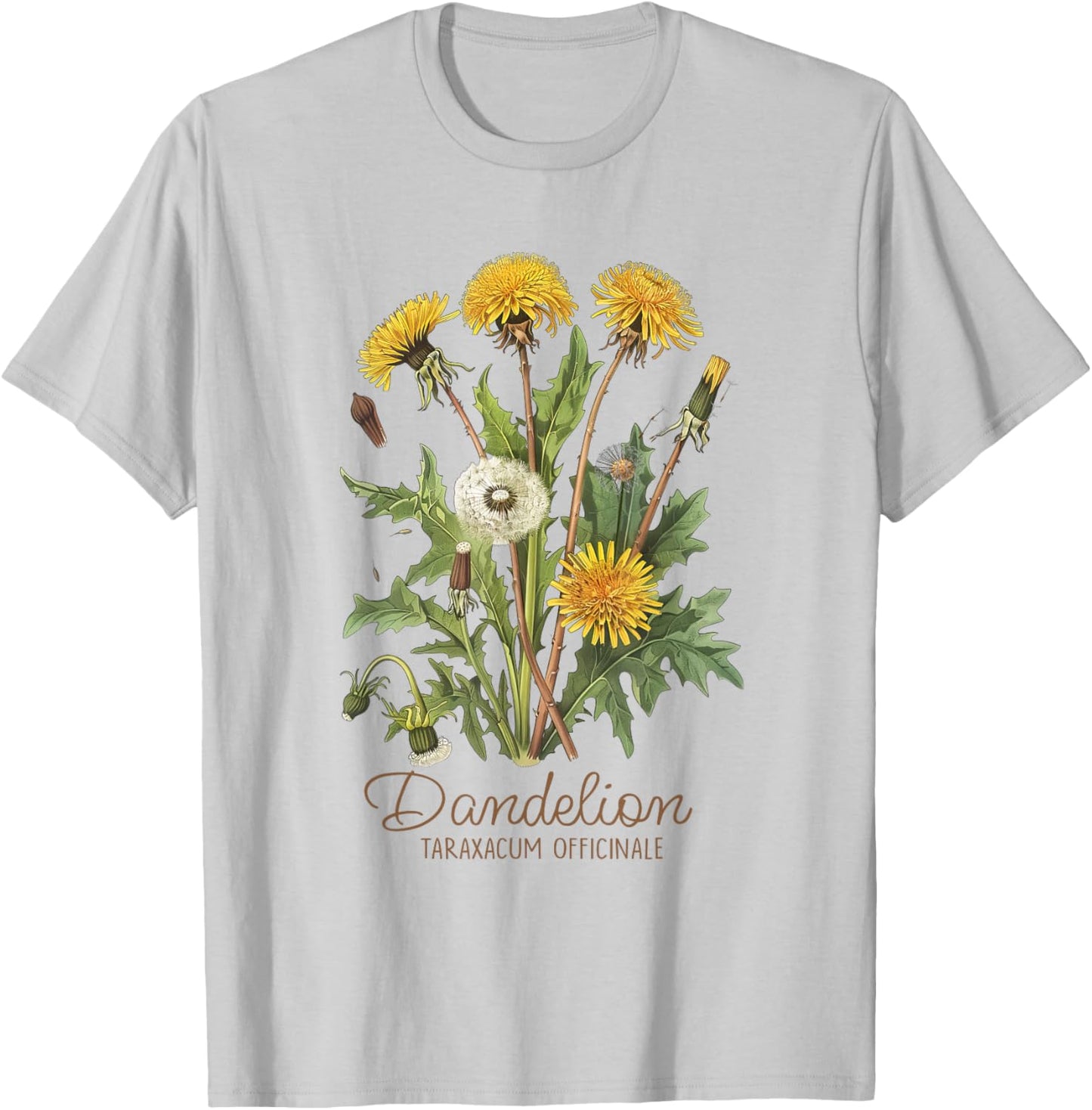 Dandelion Vintage Botanical Herbalist Gardening Dandelion T-Shirt - T-Shirt | Ash