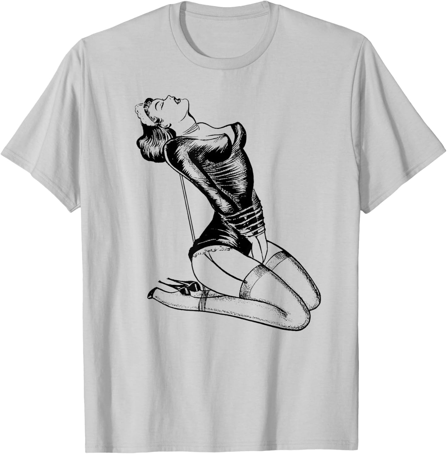 Sexy French Maid Lingerie Retro Rope Bondage Western BDSM T-Shirt - T-Shirt | Ash