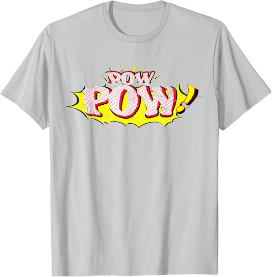Pow POW! Comic Book Sound Effect T-Shirt - T-Shirt | Ash