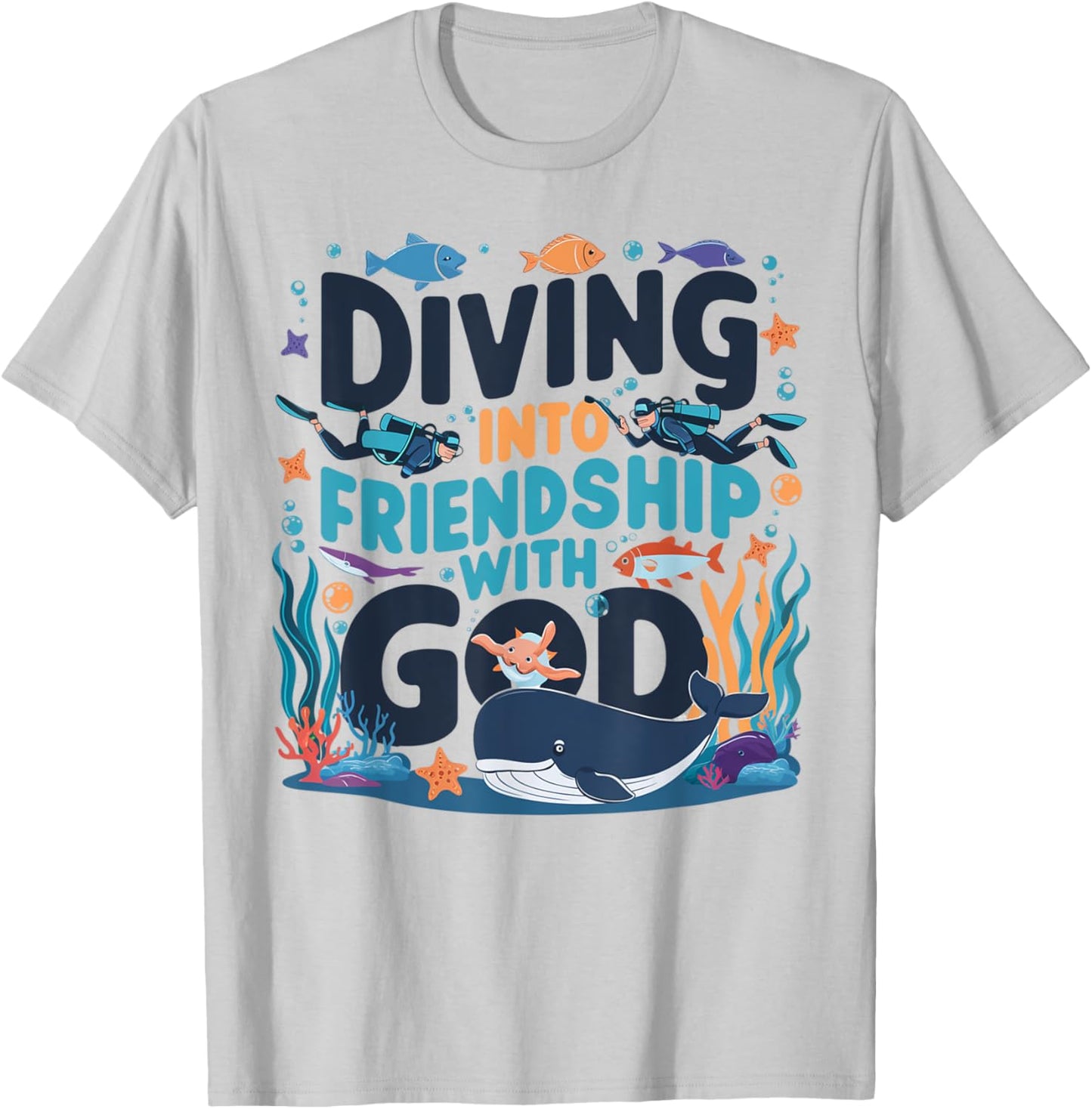 Diving Into Friendship With God Scuba VBS 2025 Christian T-Shirt - T-Shirt | Ash