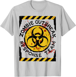 Zombie Outbreak Halloween Response Team Funny Men Apocalypse T-Shirt - T-Shirt | Ash