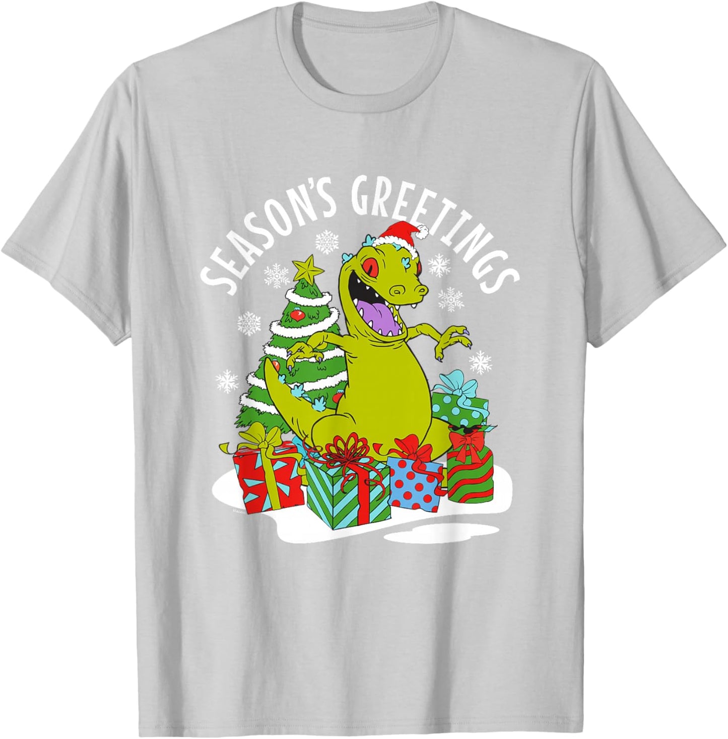 Rugrats Christmas Season's Greetings Happy Reptar Poster T-Shirt - T-Shirt | Ash