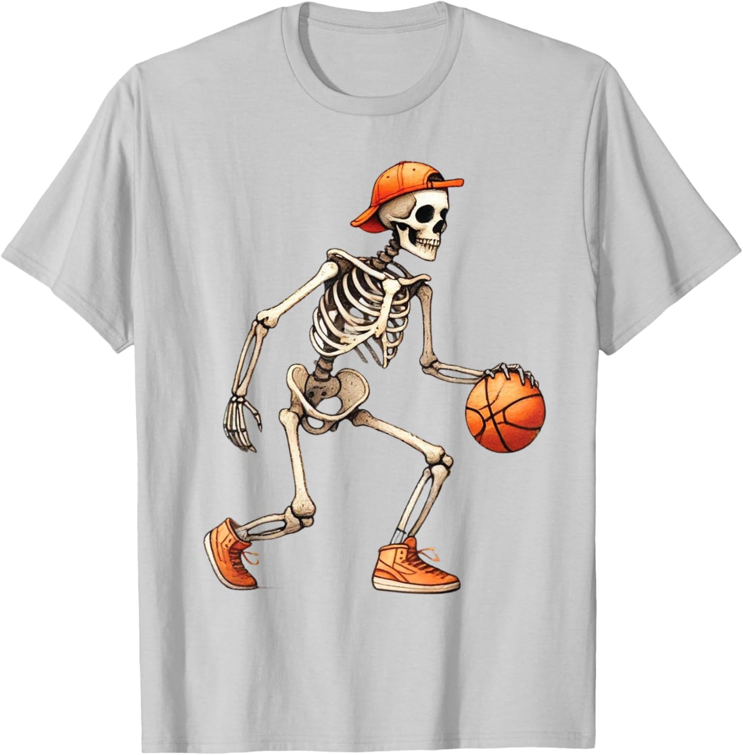 Skeleton Basketball Halloween Costume Funny Men Boys Kids T-Shirt - T-Shirt | Ash