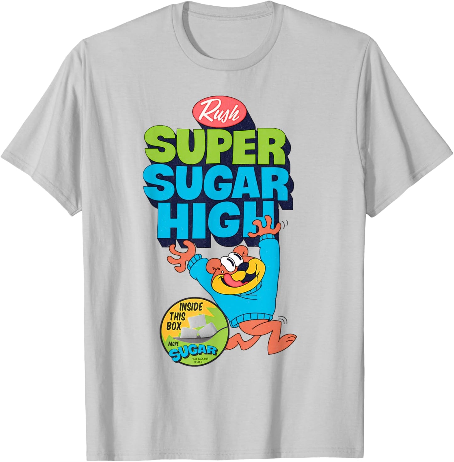 Super Sugar Funny Cereal Box Sweet Tooth Bear Candy T-Shirt - T-Shirt | Ash