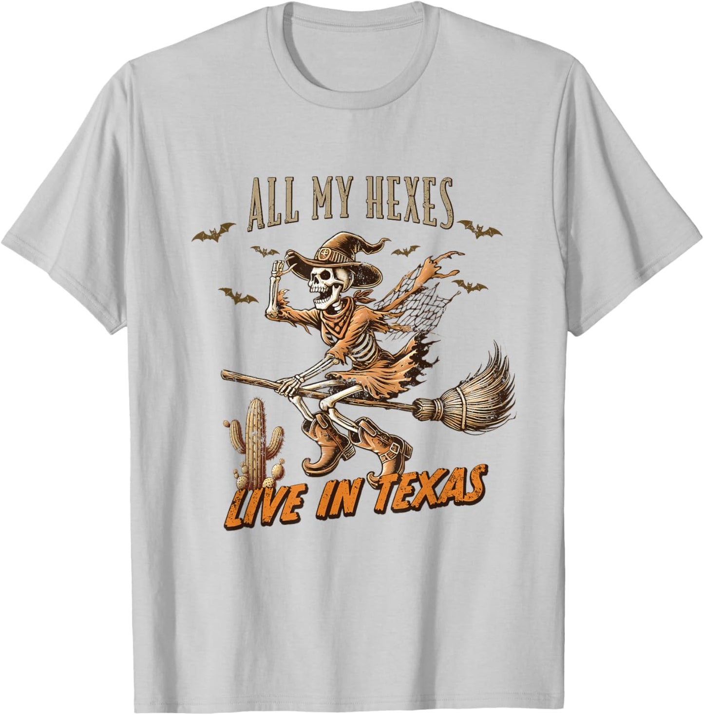 Funny Halloween All My Hexes Live In Texas T-Shirt - T-Shirt | Ash