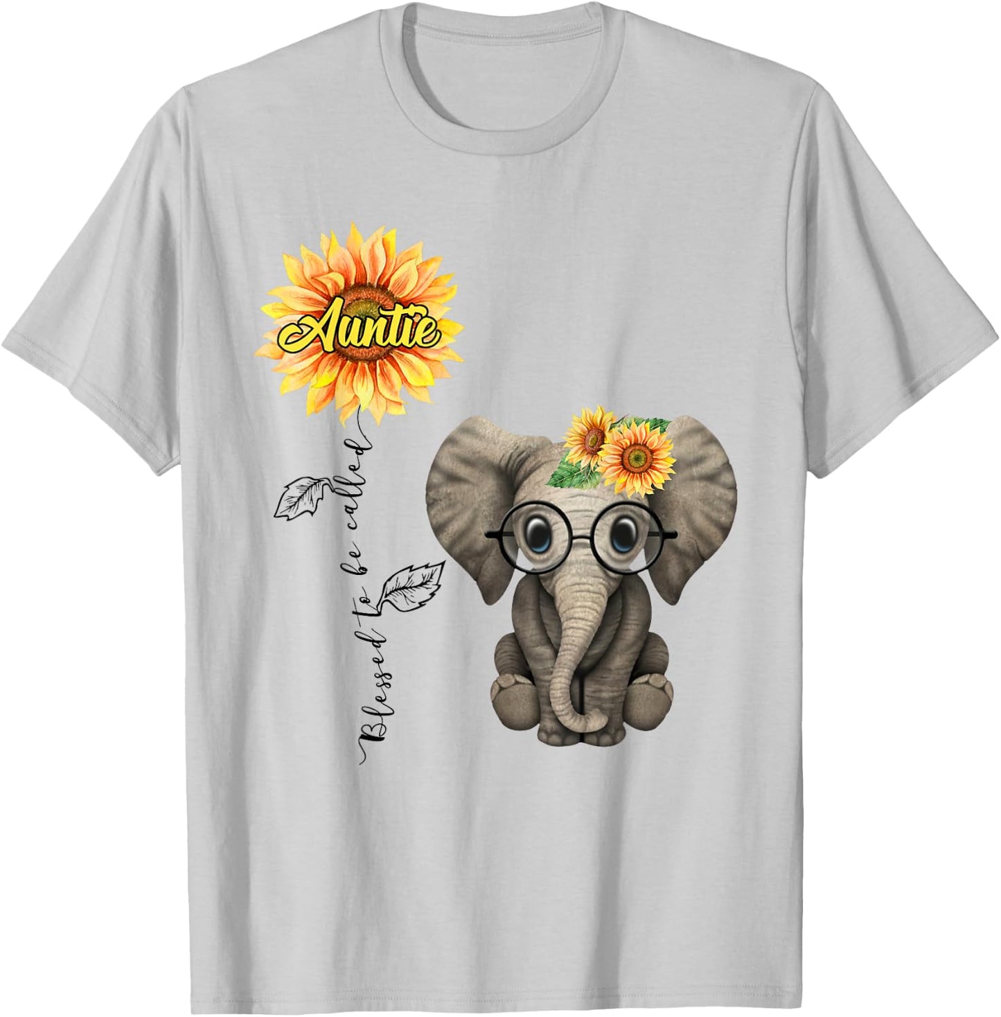 Blessed To Be Called Auntie Hippie Elephant Aunt Gift T-Shirt - T-Shirt | Ash