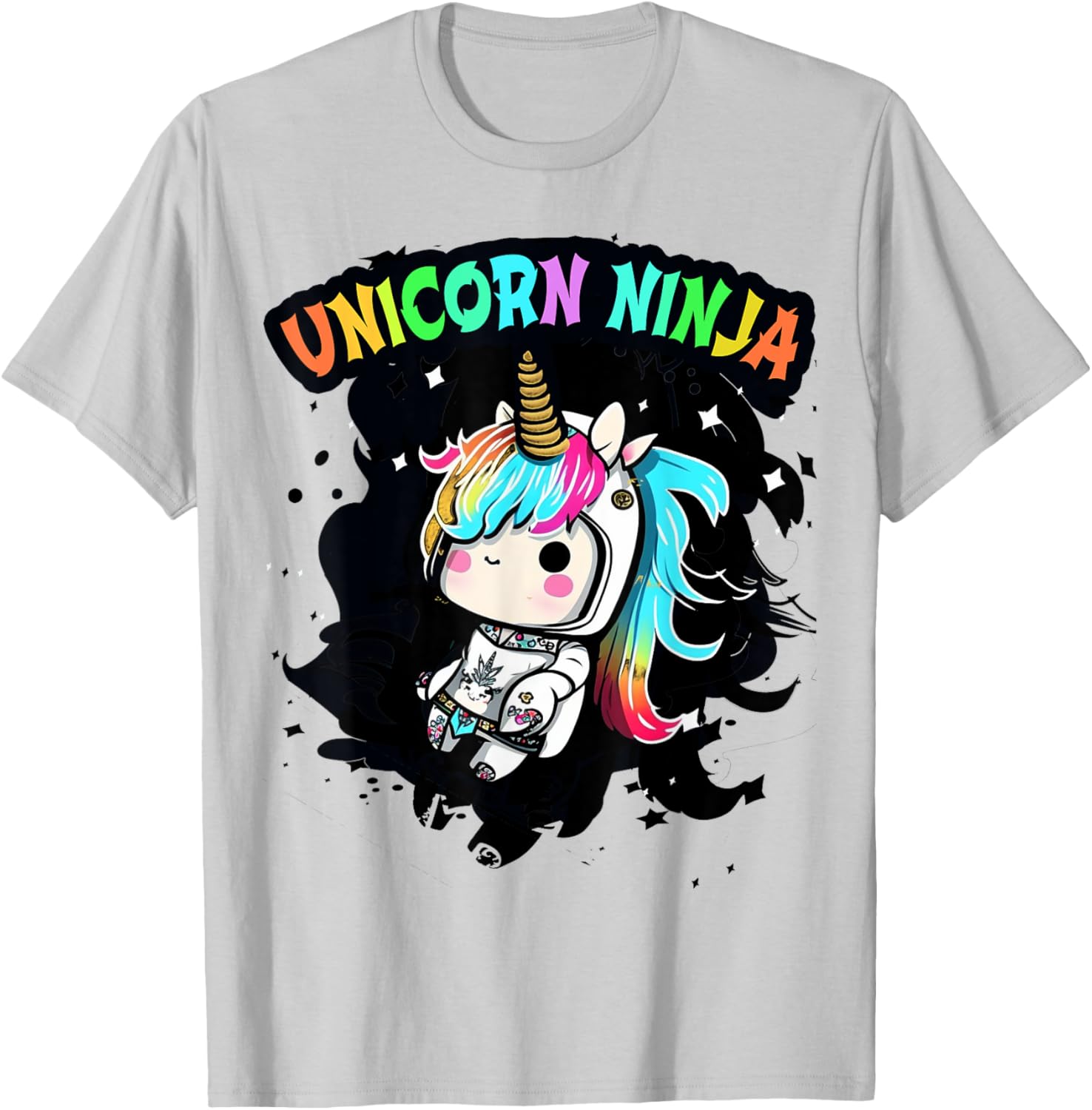 Pink UNICORN NINJA Girls Kids 4 5 6 7 8th Birthday Squad Mom T-Shirt - T-Shirt | Ash